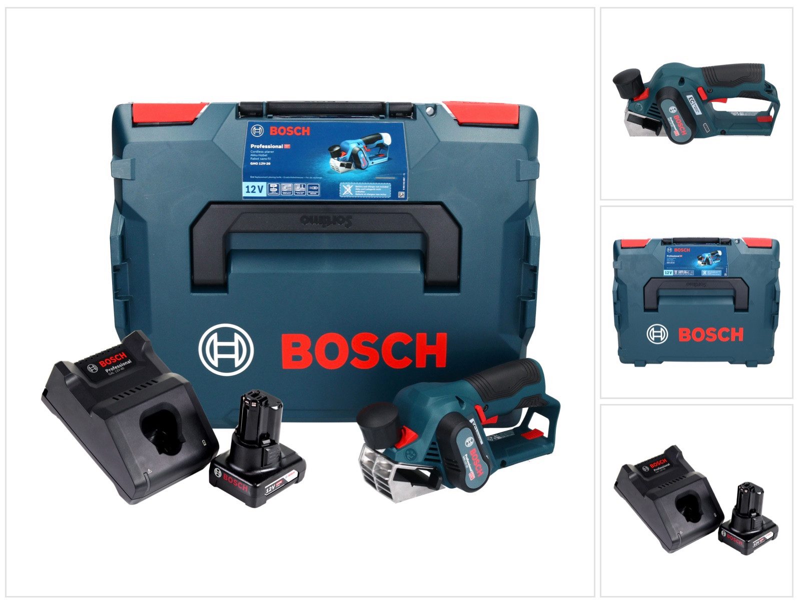 Bosch Professional Akku-Elektrohobel GHO 12V-20 Professional Akku Hobel 12 V Brushless + 1x Akku 6,0 Ah