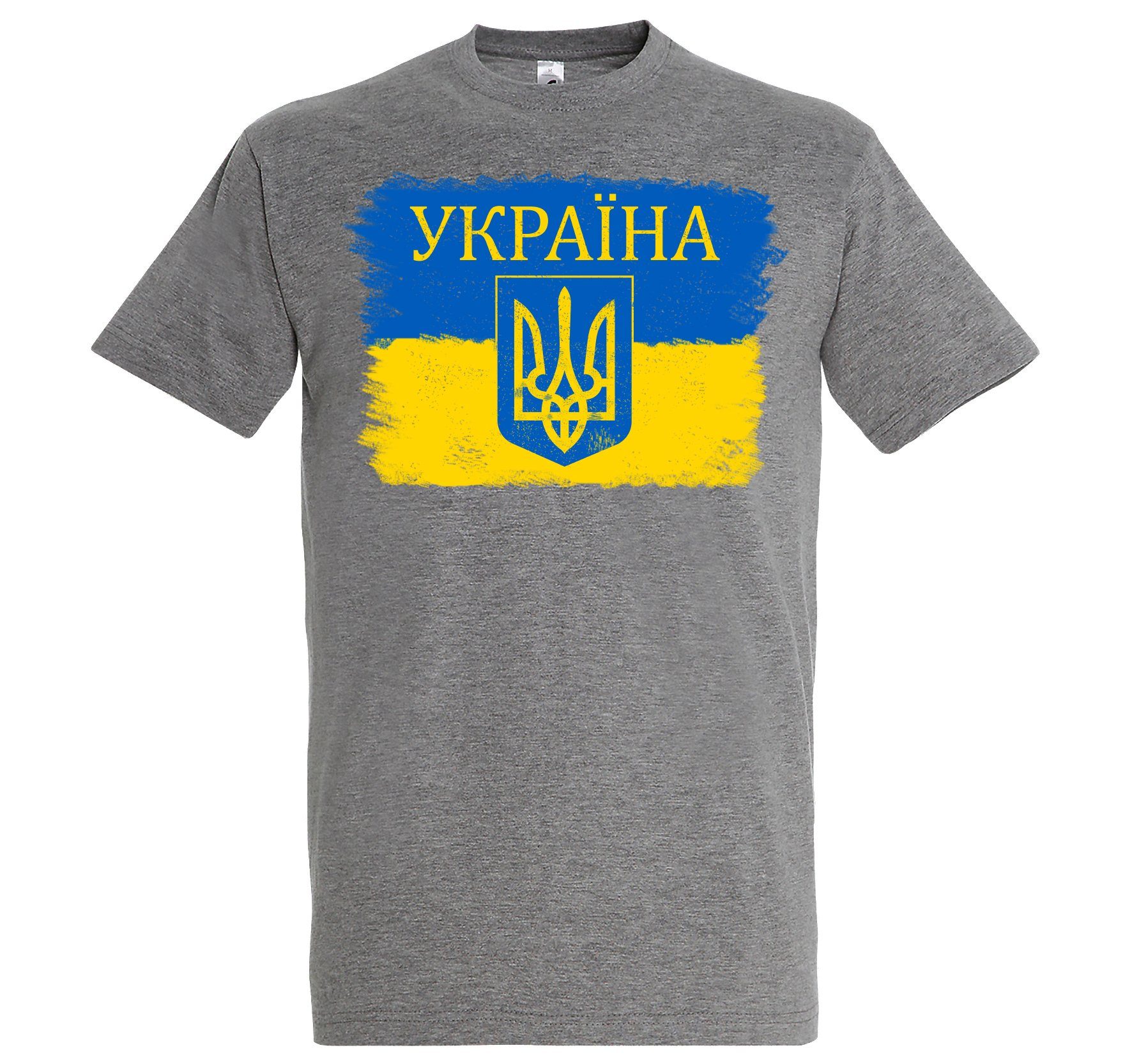 modischem Designz Herren Aufdruck Ukraine Wappen mit Print-Shirt T-Shirt Vintage Grau Flagge Youth