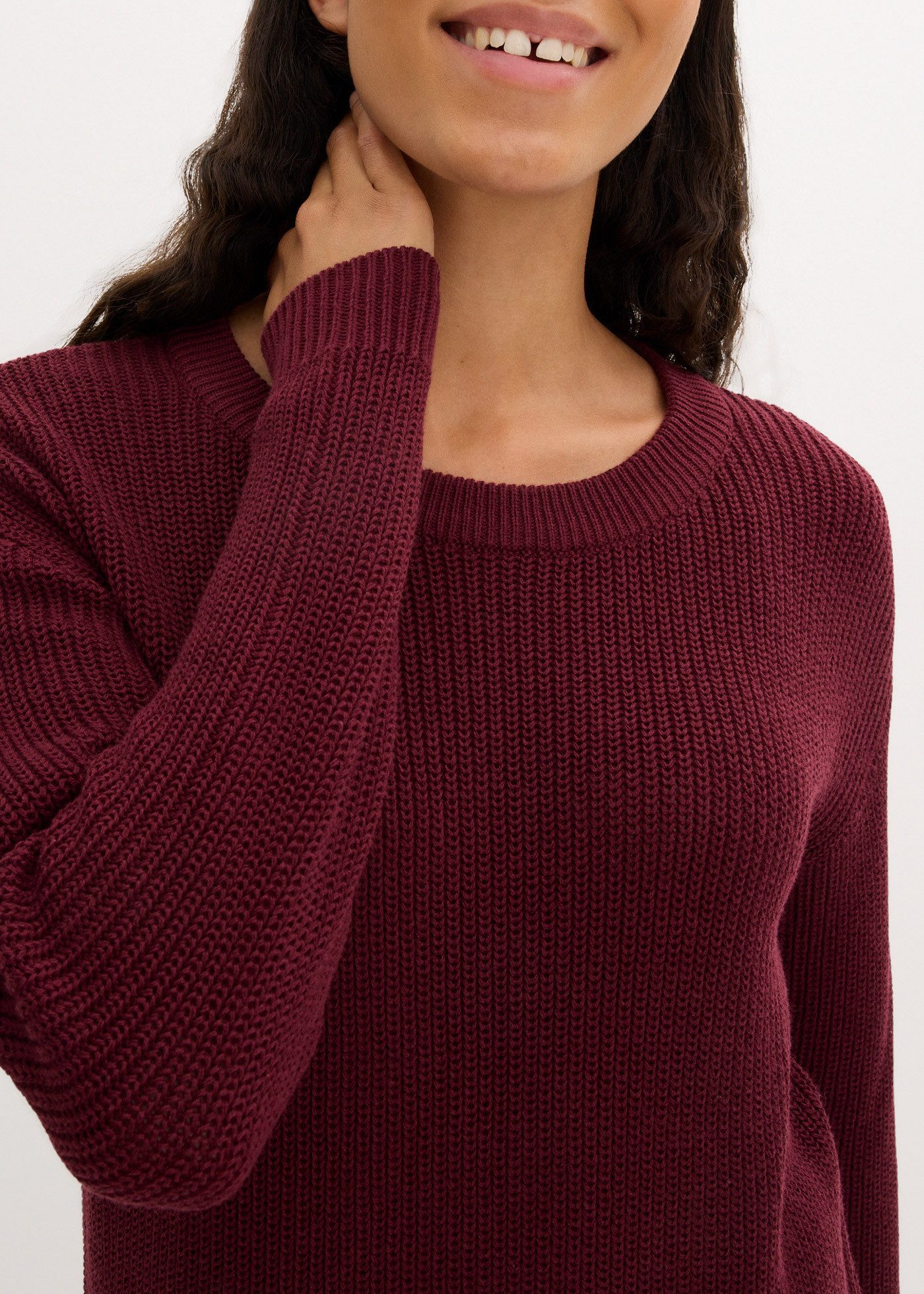 bonprix Strickkleid Oversize-Rippstrick, bequeme Passform, seitliche Schlitze