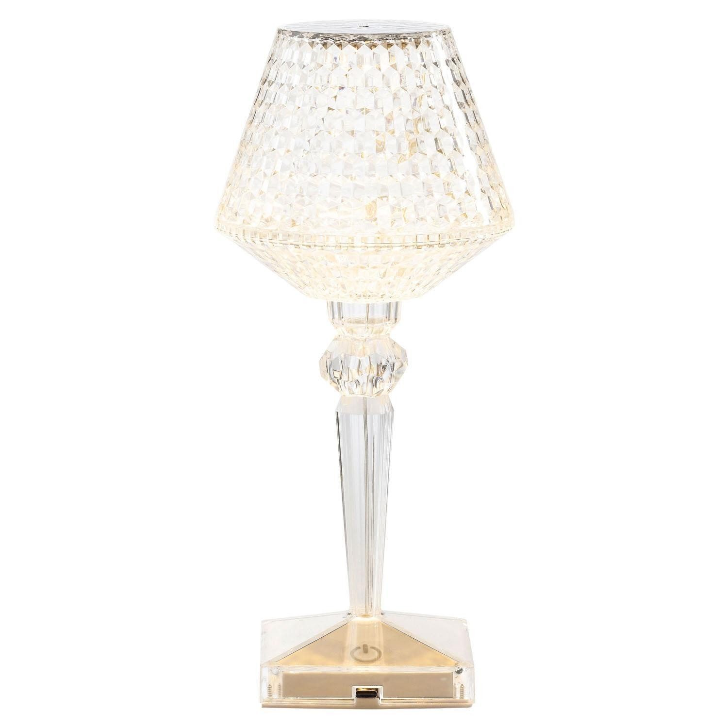 casa NOVA LED Tischleuchte CANDY, H 26 cm, 1-flammig, Transparent, Kunststoff, Anpassung der Farbtemperatur, Dimmfunktion, LED fest integriert, Extra-Warmweiß, Neutralweiß, Tageslichtweiß, Akkubetrieben, inkl. USB-Kabel