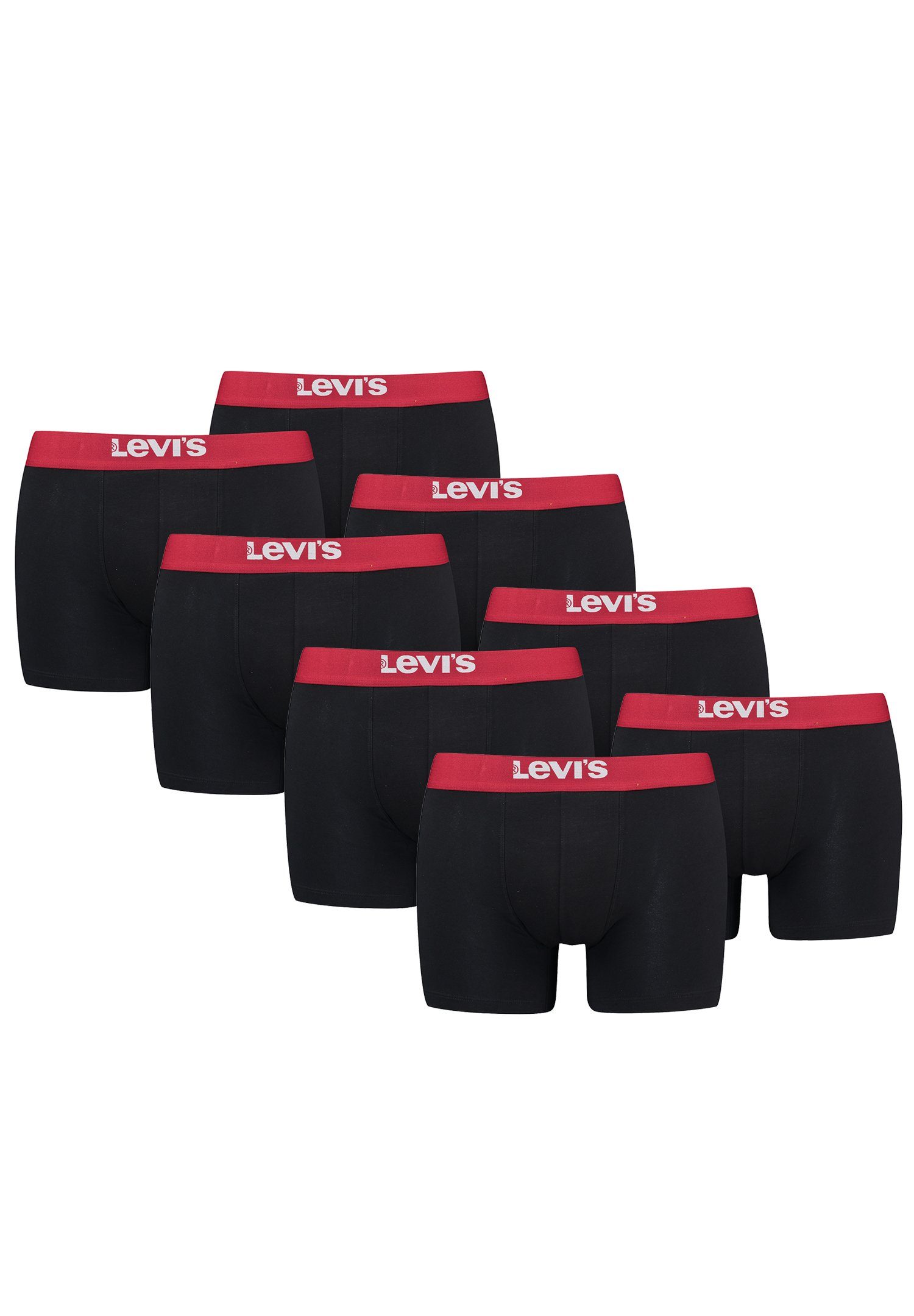 Levi's® Boxershorts MEN SOLID 8-St., BASIC Pack CO 8er-Pack) Black/Red (Set, BOXER 8er BRIEF ORGANIC