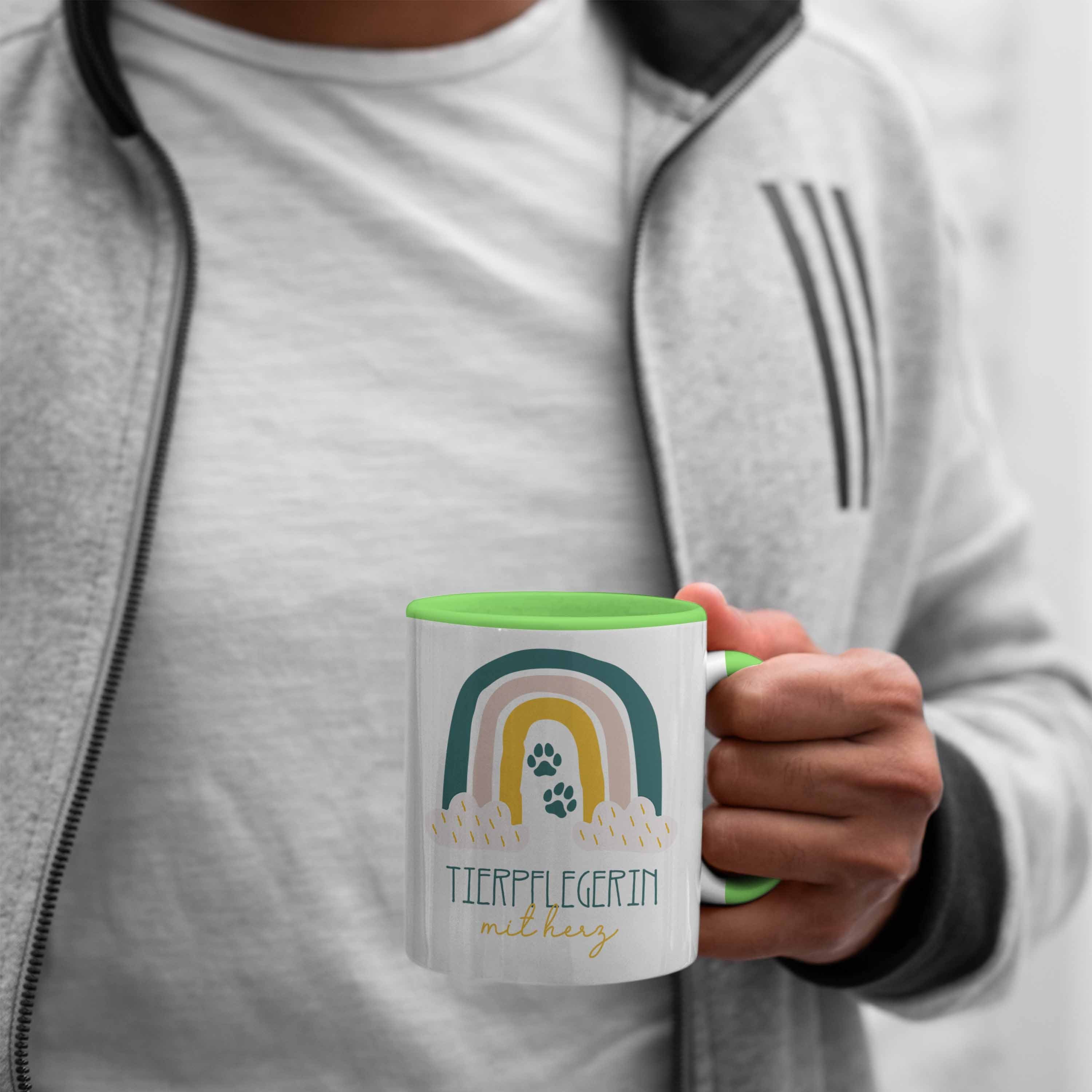 Kaffeetassse Tier Tierpflegerin Trendation Danke Tasse Geschenk Grün Geschenkidee Tasse für