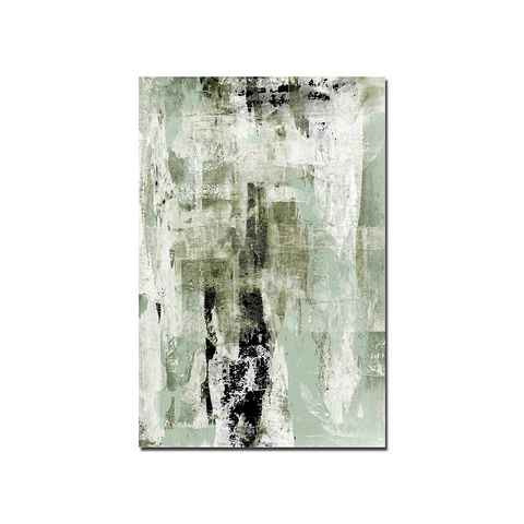 Sinus Art Leinwandbild 120x80cm Malerei Kunstwerk abstrakt beige/grün