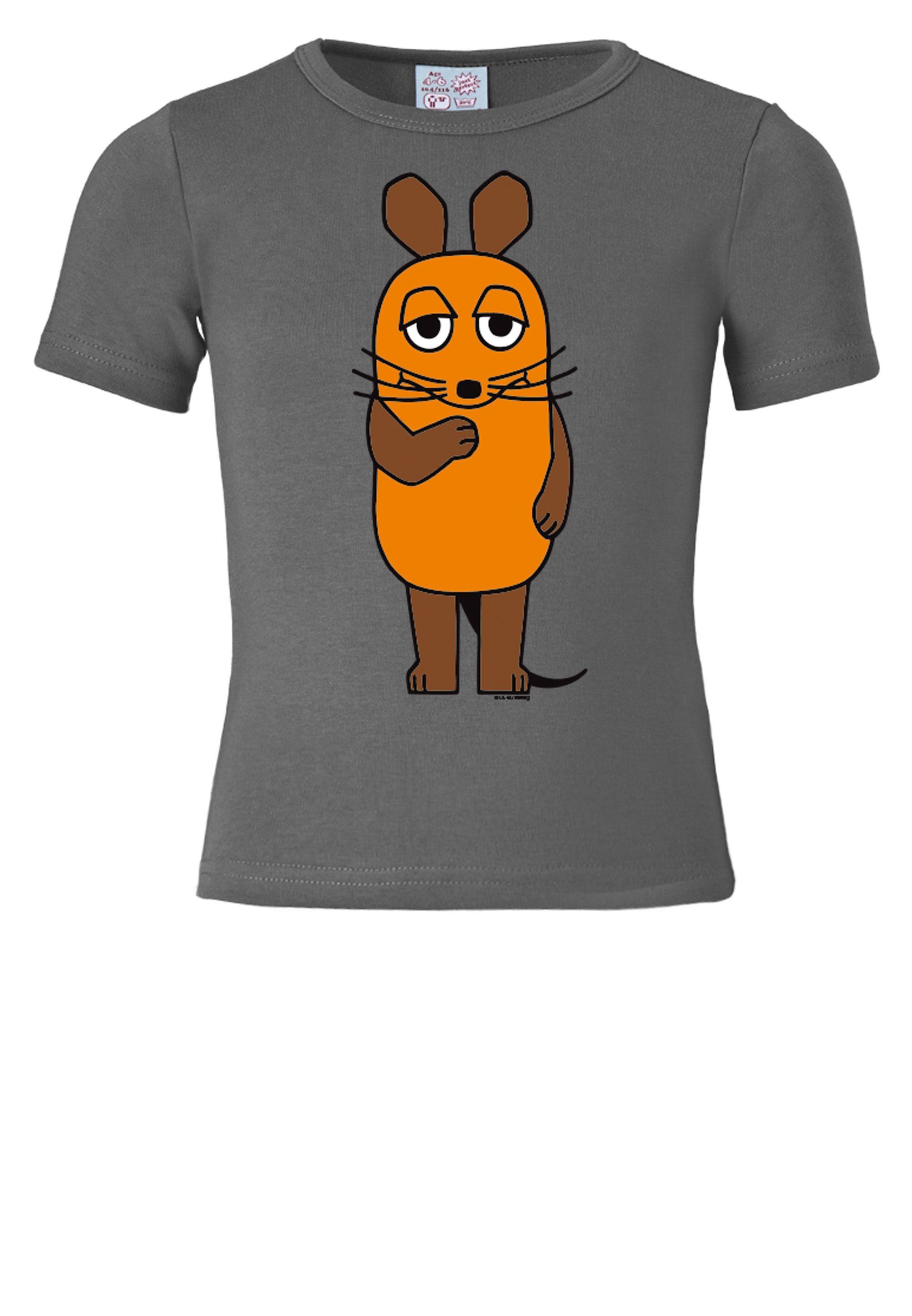 LOGOSHIRT T-Shirt Die Maus mit Originaldesign grau lizenziertem