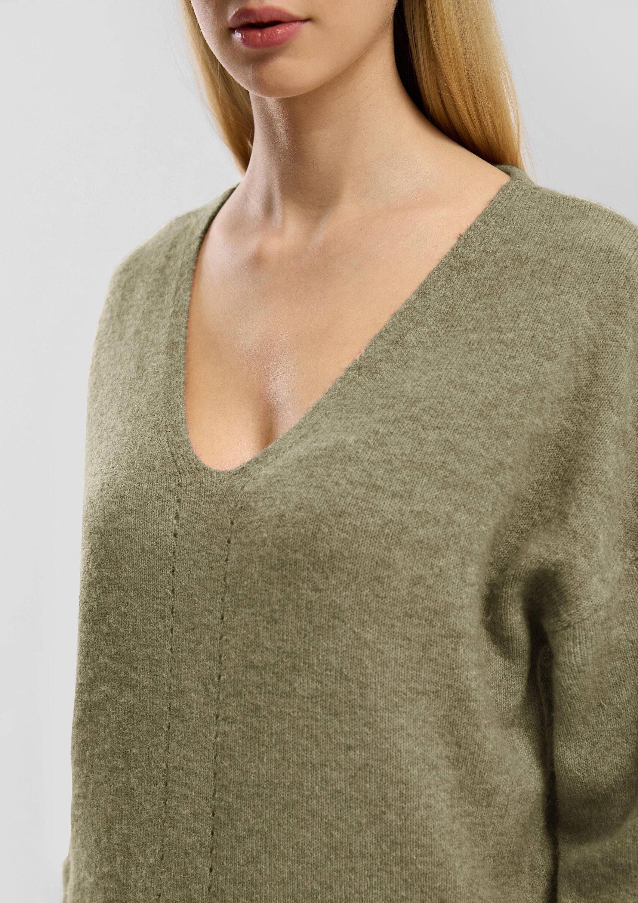 QS Longpullover Strickpullover Weicher Strickpullover mit Ajour-Detail