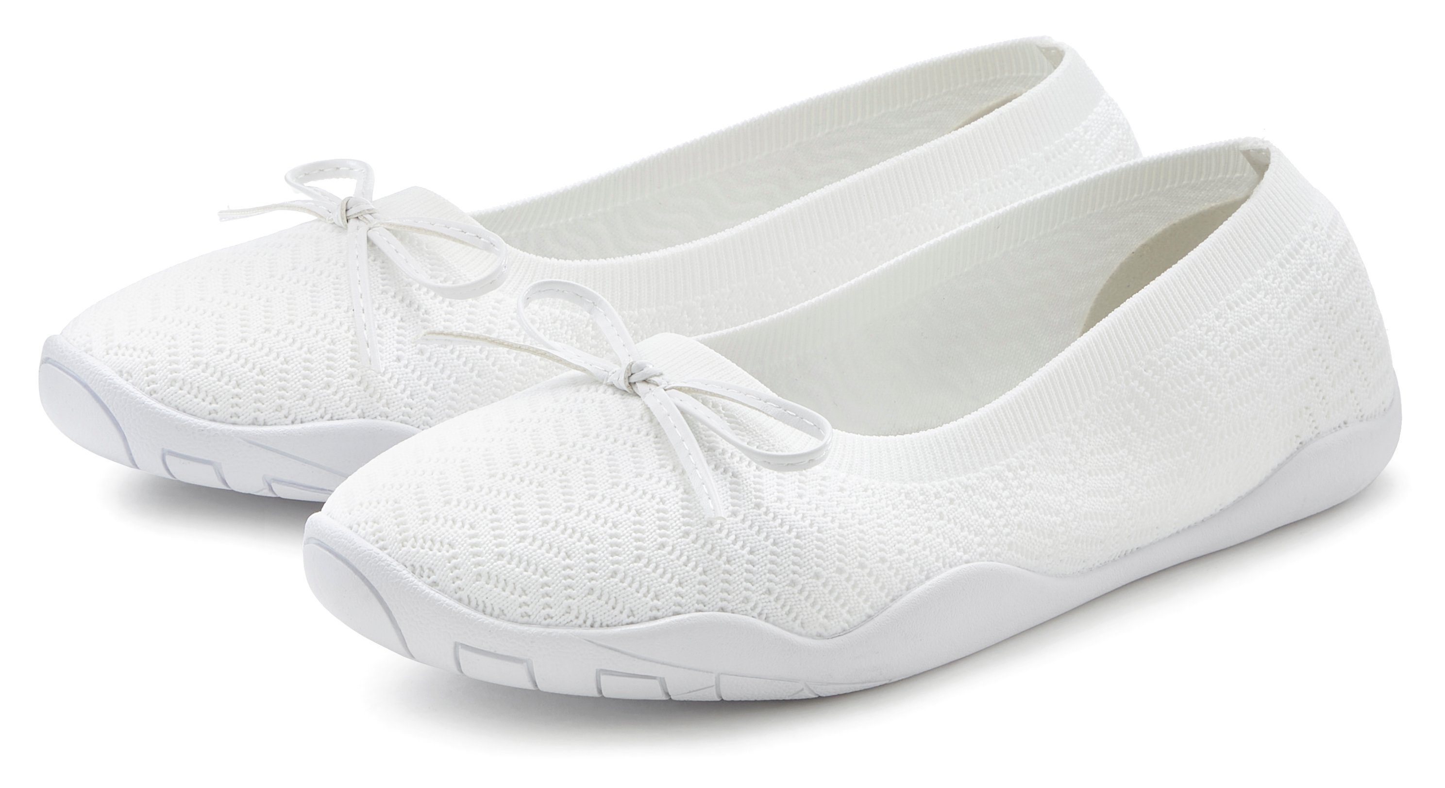 LASCANA Sneaker Ballerinas mit flacher & flexibler Sohle, superleicht, Slipper, Halbschuh VEGAN weiß