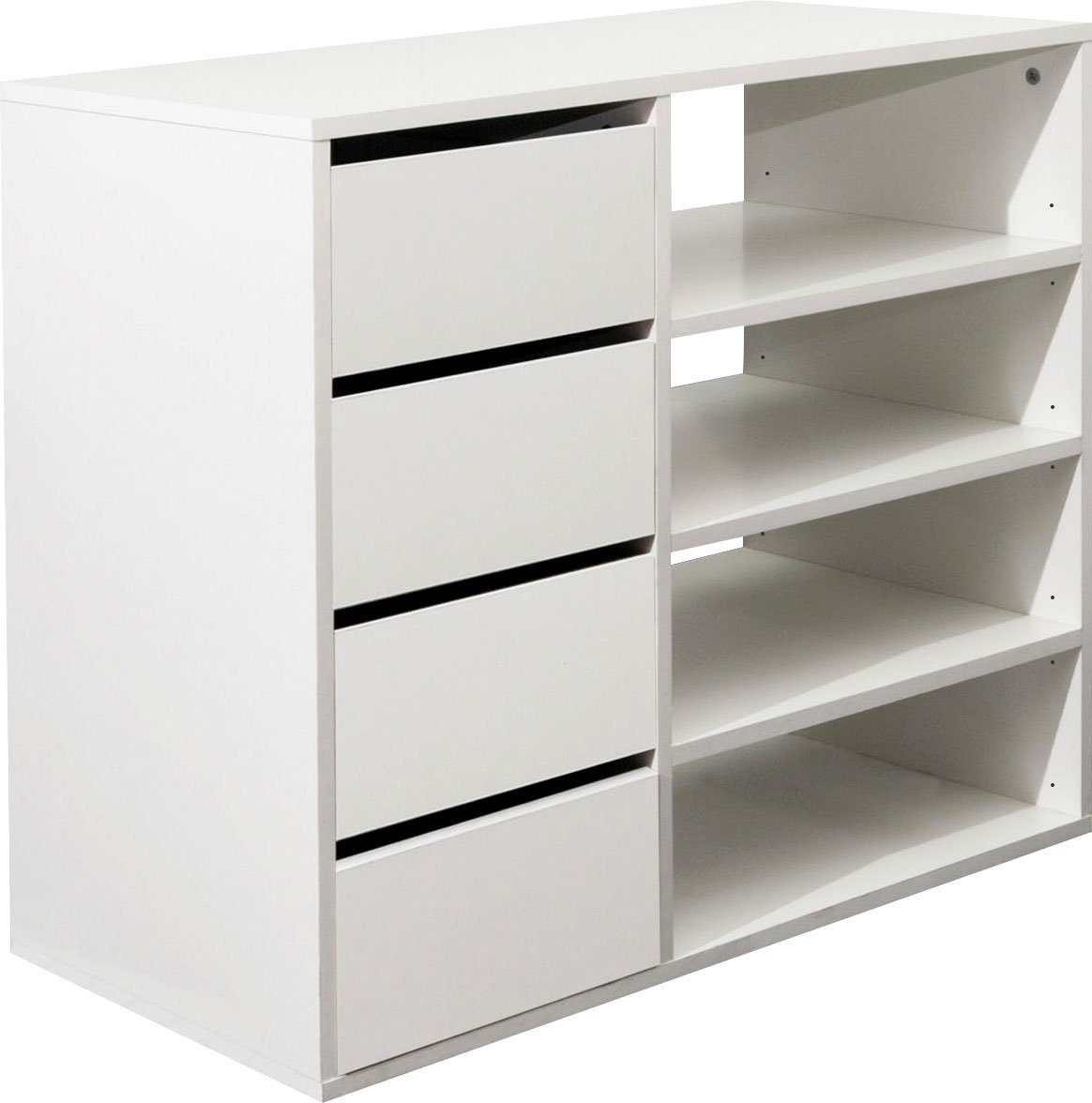 TemaHome Kleiderschrank Tom viele ausziehbarer 181 cm Kleiderschrank, Höhe Vorhang und Fächer, weiß