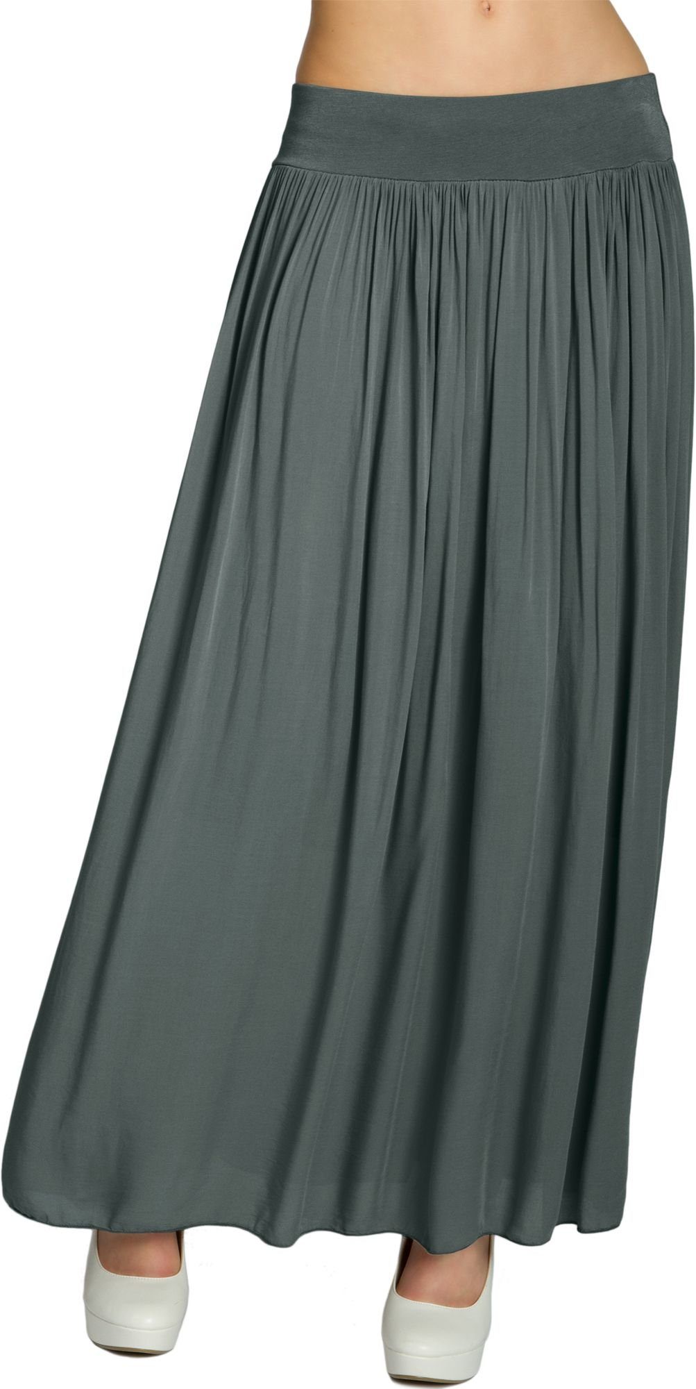 Caspar Faltenrock RO034 leichter langer eleganter Damen Sommer Rock Maxiroc günstig online kaufen