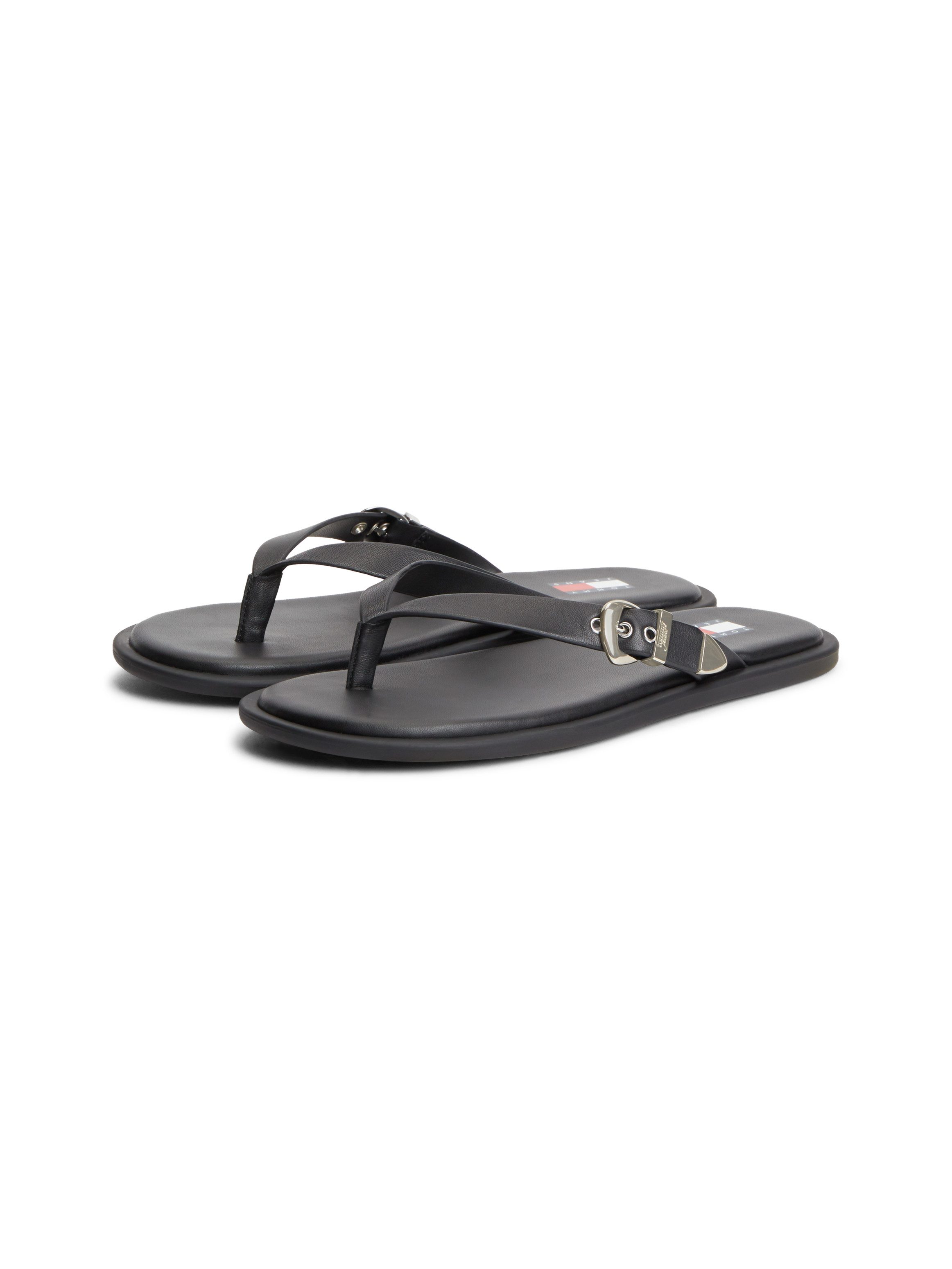 Tommy Jeans TJW FLAT LEATHER SANDALS Dianette, Strandschuh, Schlupfschuh mit verstellbarer Schnalle