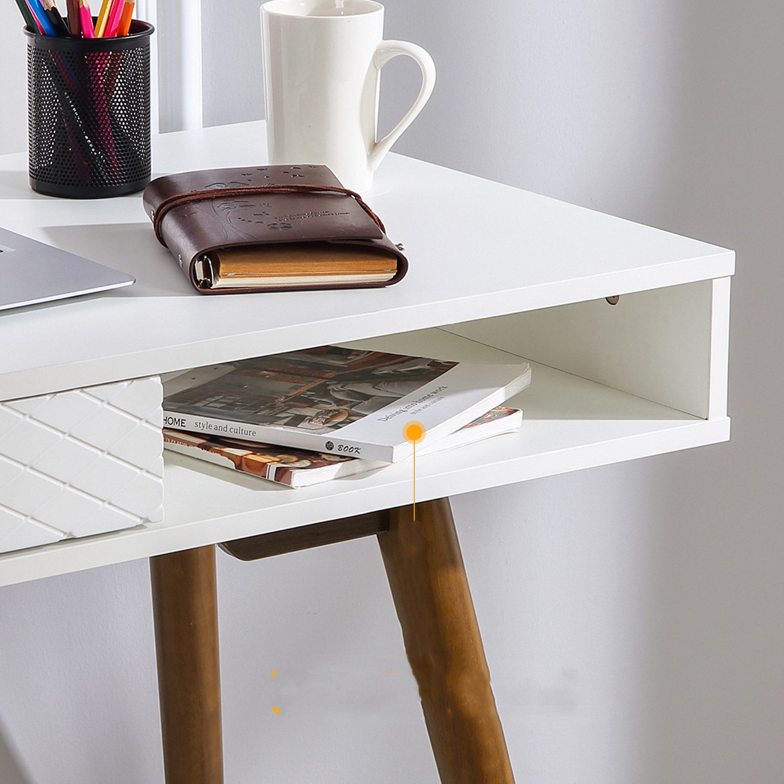 GarveeMore Doppelschreibtisch Bürotisch, Computer Schreibtisch mit Schublade – Bild 4 von 5