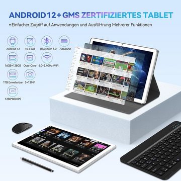 ANTEMPER Tablet (10", 128 GB, Android 12, 2,4G+5G, Tablet mit Tastatur und Stift(1TB TF) MTK Octa-Core2.0GHz,7000mAh Akku)