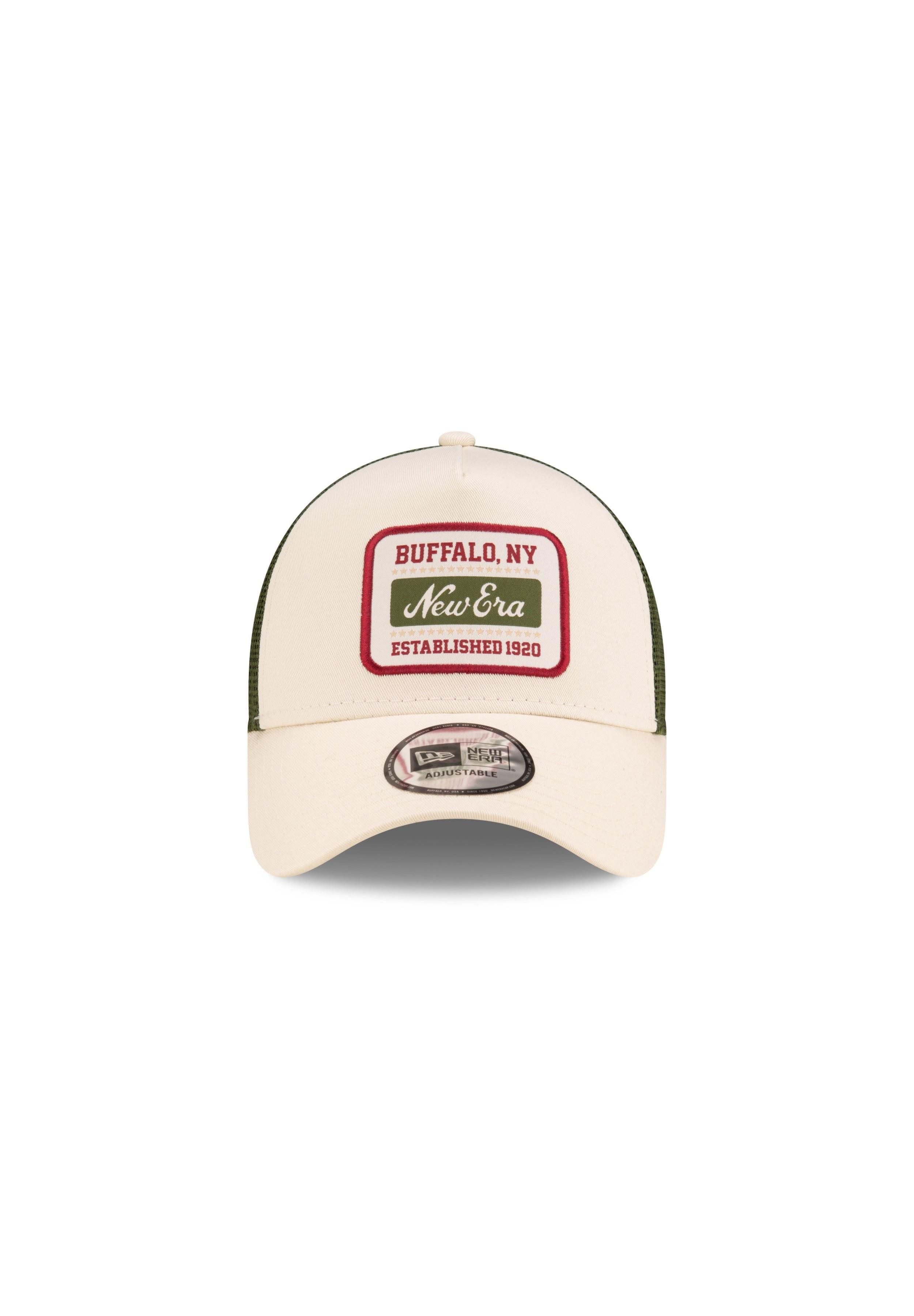 New Era Baseball Cap NE Script Patch Beige Verstellbare A-Frame Trucker Cap New Era (1-St)