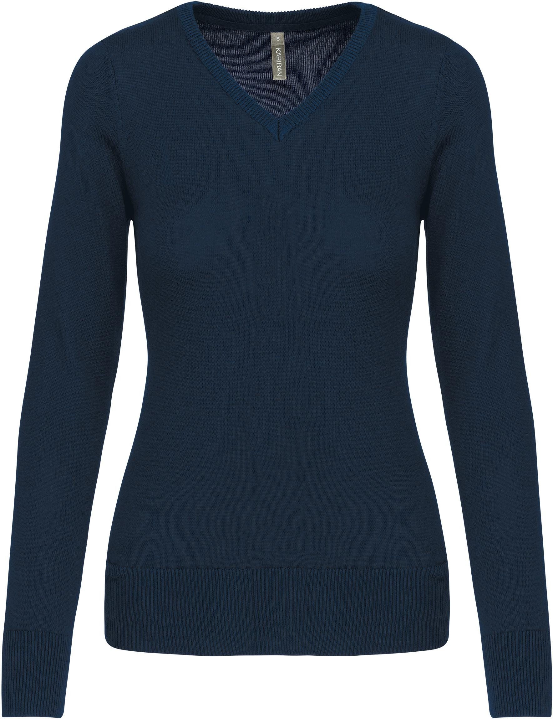 Kariban Sweatshirt Damenpullover mit V-Ausschnitt