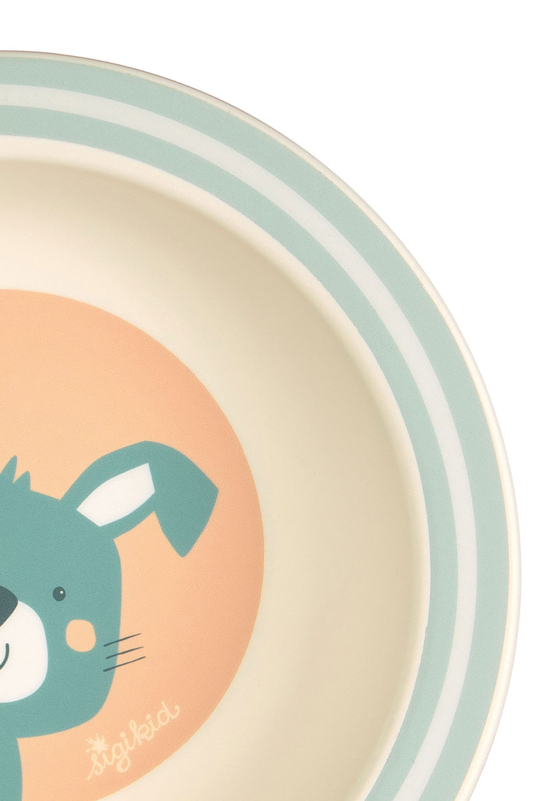 Sigikid Kindergeschirr-Set Kindergeschirr Schüssel Hase rPET "4 Freunde" (5-tlg), Material außen: 100% rPET, Material innen: Silikonring im Boden