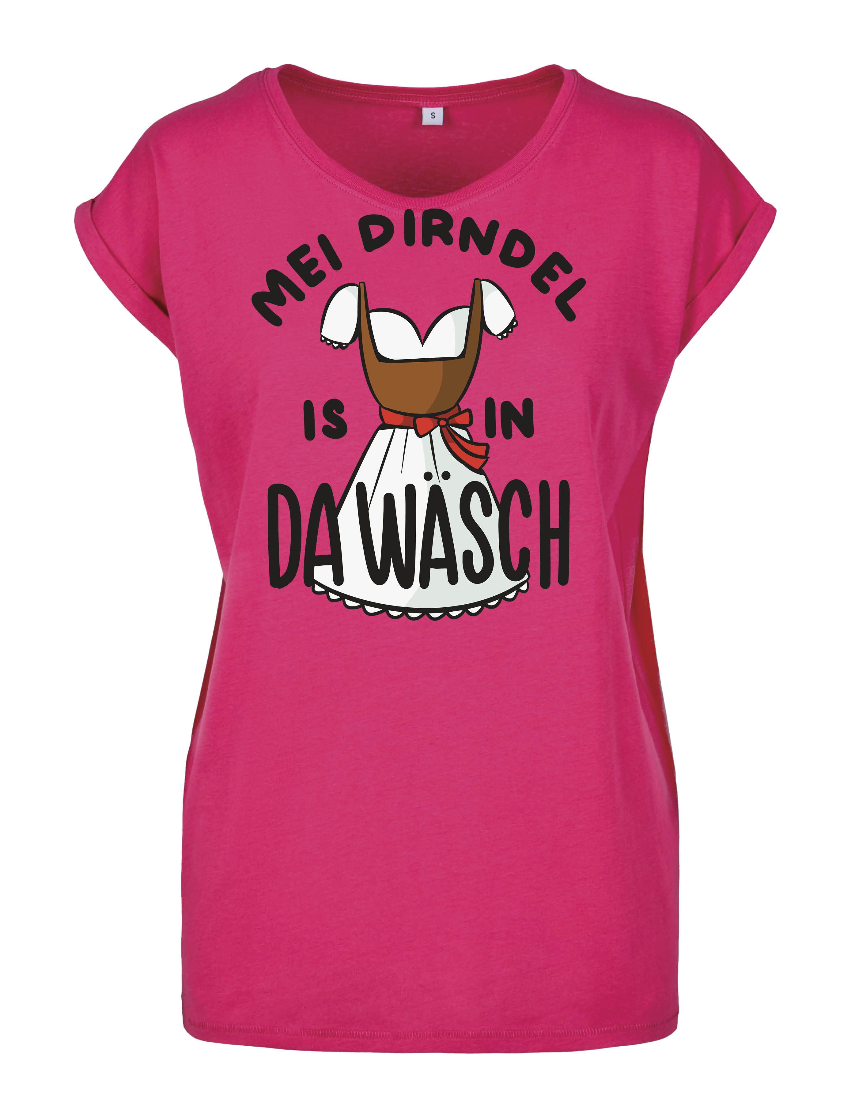 Youth Designz Print-Shirt "Dirndl in da Wäsch" Damen T-Shirt Statement Geschenk Frauen Motiv mit lustigem Spruch Aufdruck für Frauen