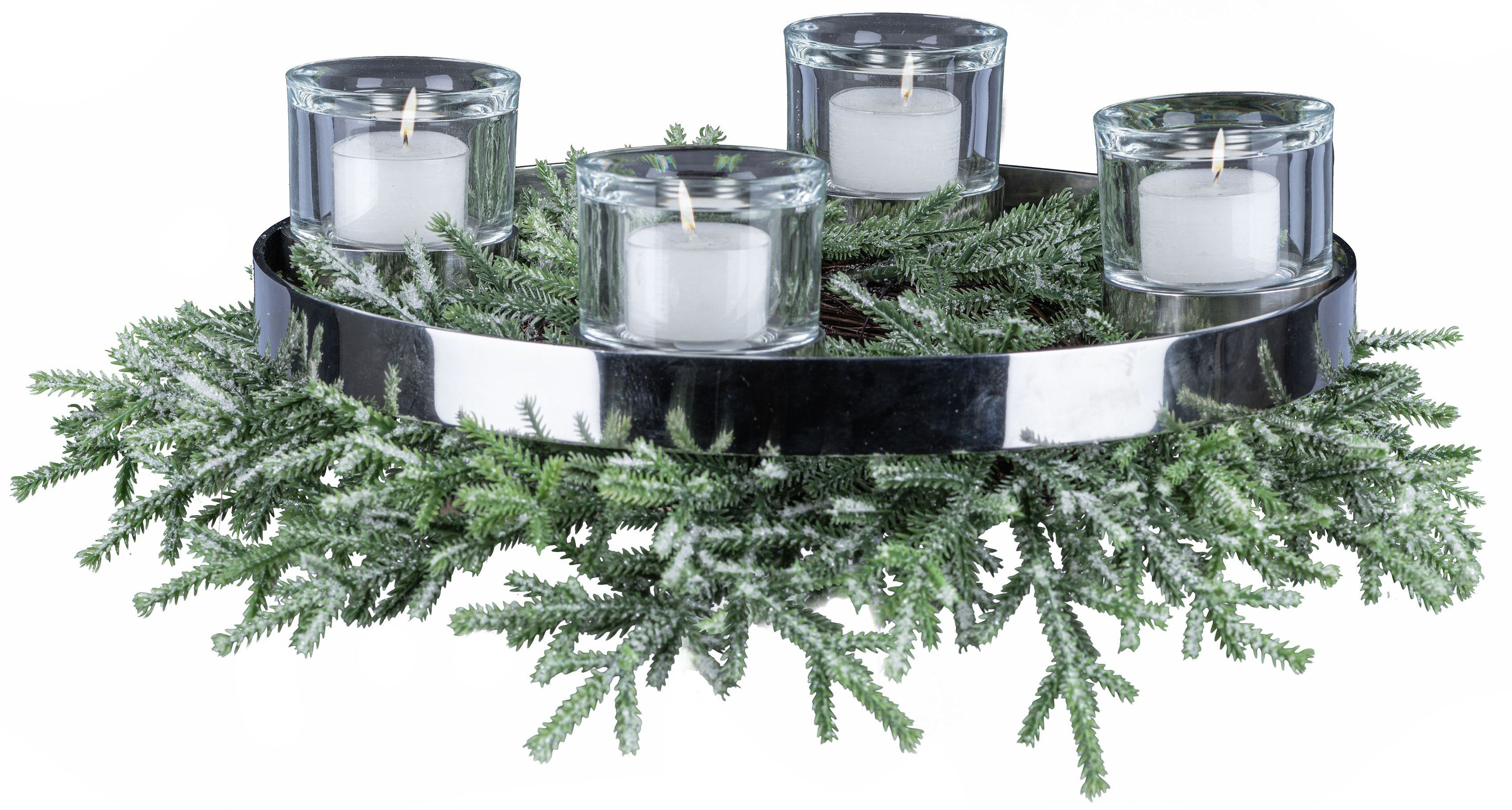 1 (Set, Gläser), Kranz, Creativ 1 Gläser Adventsleuchter 4 4 Ring, inklusive Weihnachtsdeko deco