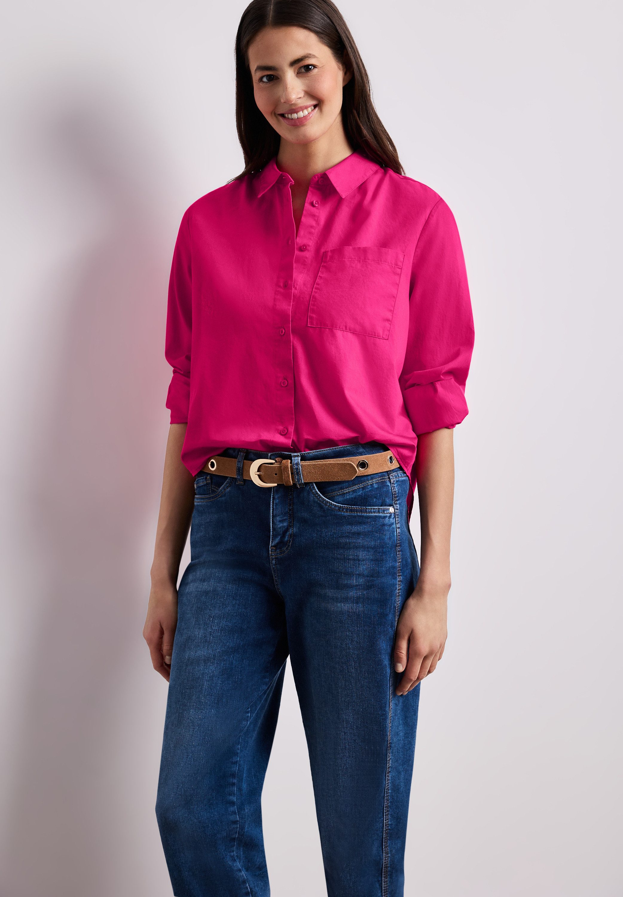STREET ONE Langarmbluse mit Hemdkragen aus Twill