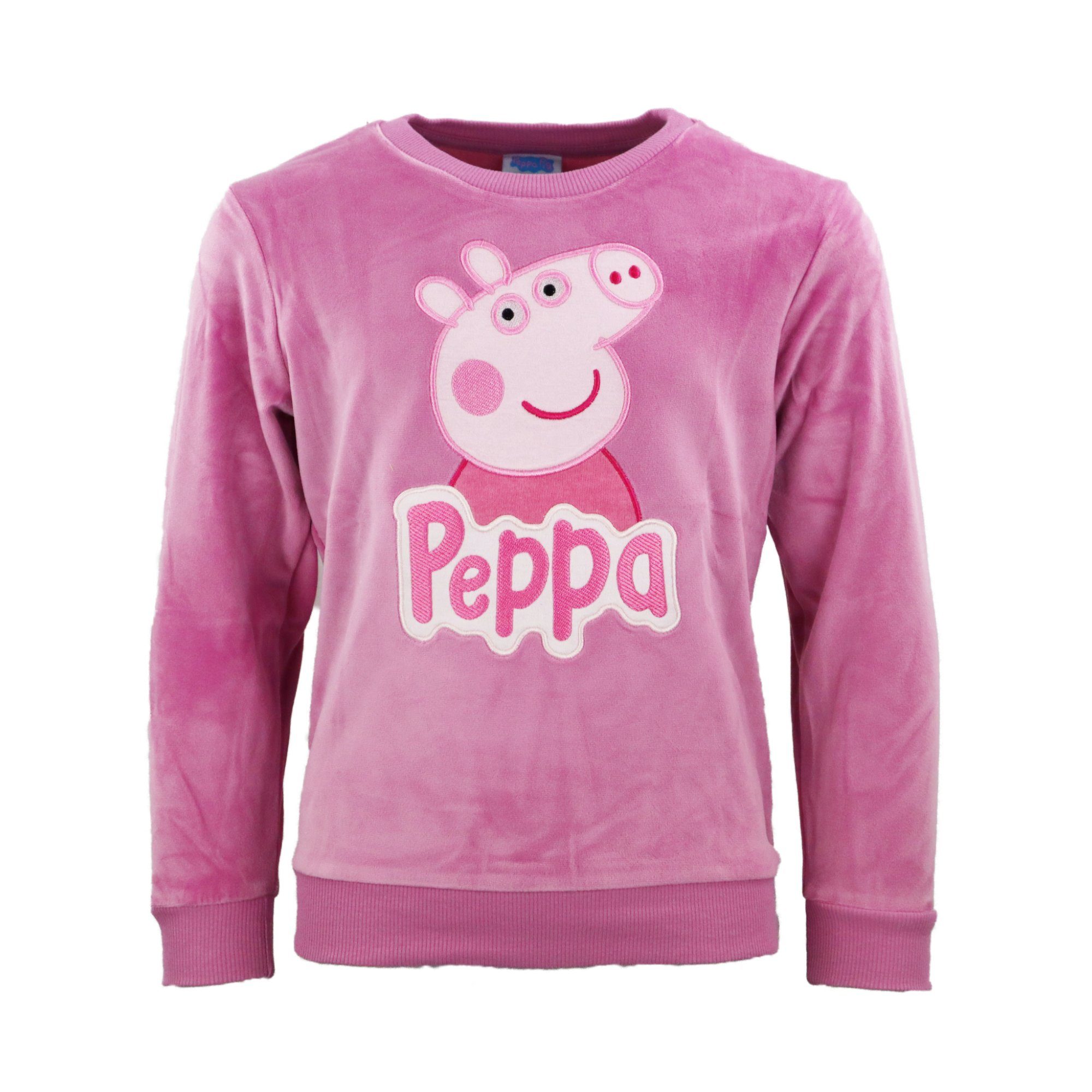 Peppa Pig Sweater Peppa Pig Wutz Kinder Velour Pullover Pulli Gr. 92 bis 116