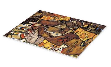 Posterlounge Poster Egon Schiele, Die kleine Stadt V (Krumau Häuserbogen), Wohnzimmer Malerei