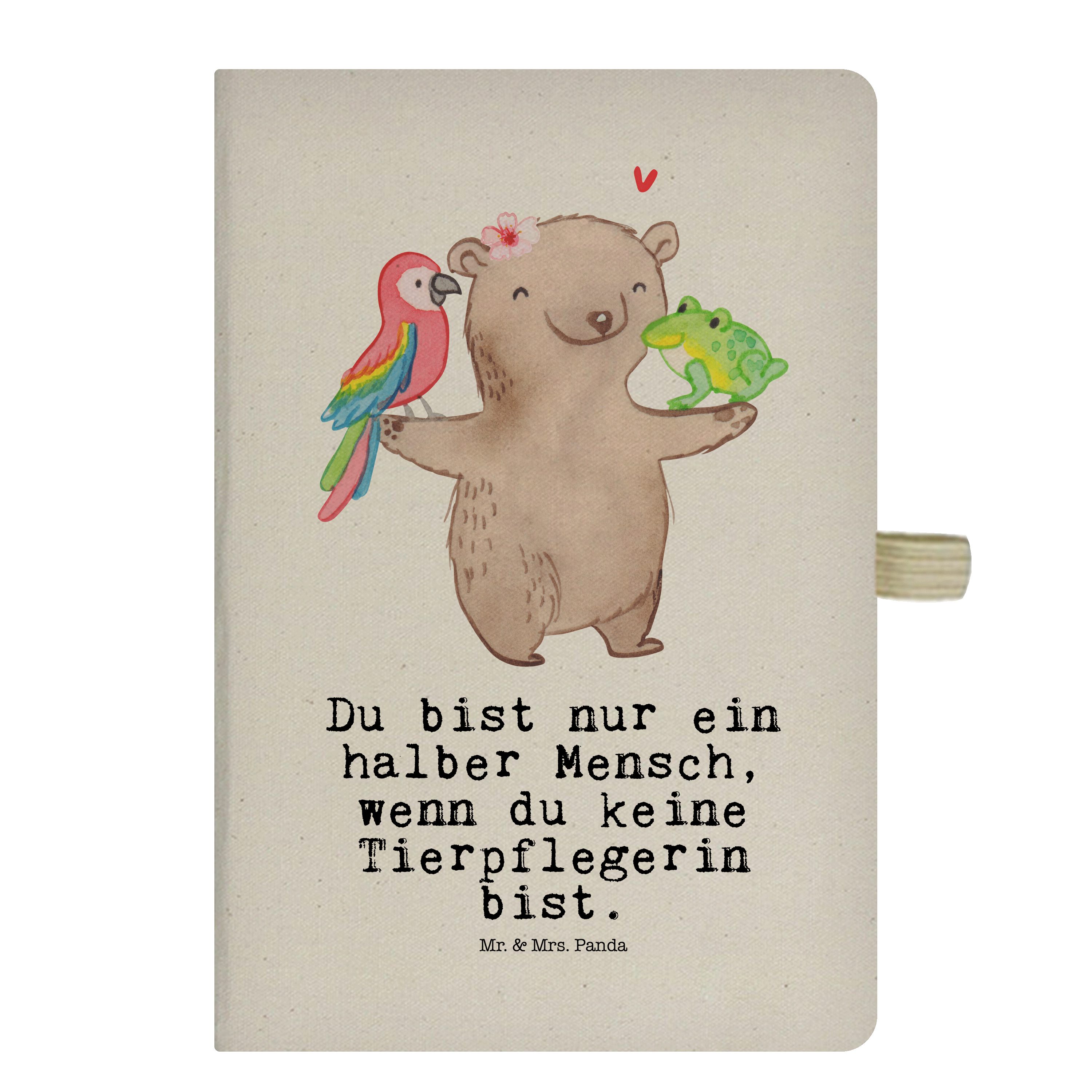 Mr. & Mrs. Panda Notizbuch Tierpflegerin mit Herz - Transparent - Geschenk, Notizen, Adressbuch, Mr. & Mrs. Panda