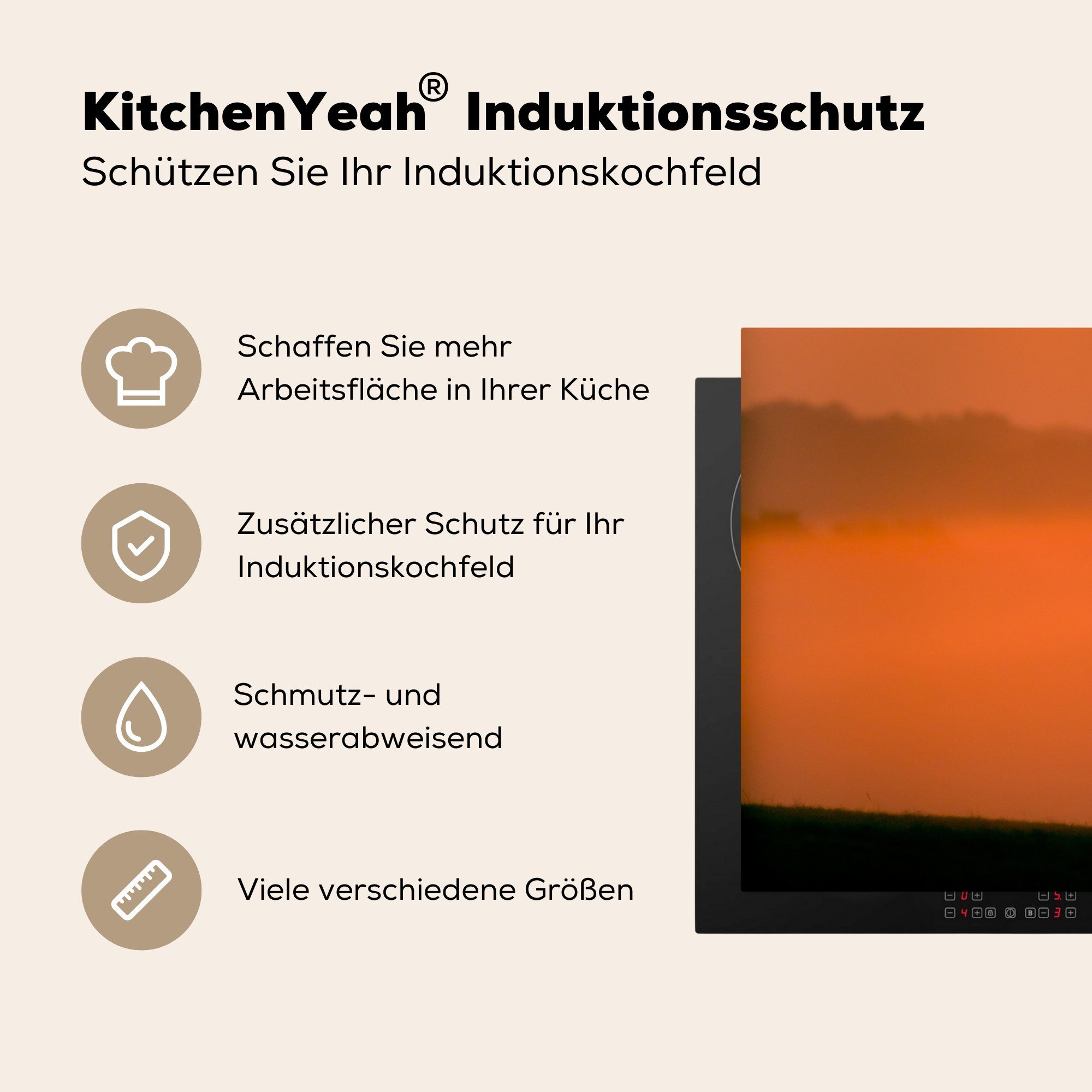 Vinyl, 81x52 Ceranfeldabdeckung cm, Schutz - tlg), (1 Induktionskochfeld die - küche, Herdblende-/Abdeckplatte Scherenschnitt MuchoWow Nebel, für Hirsch