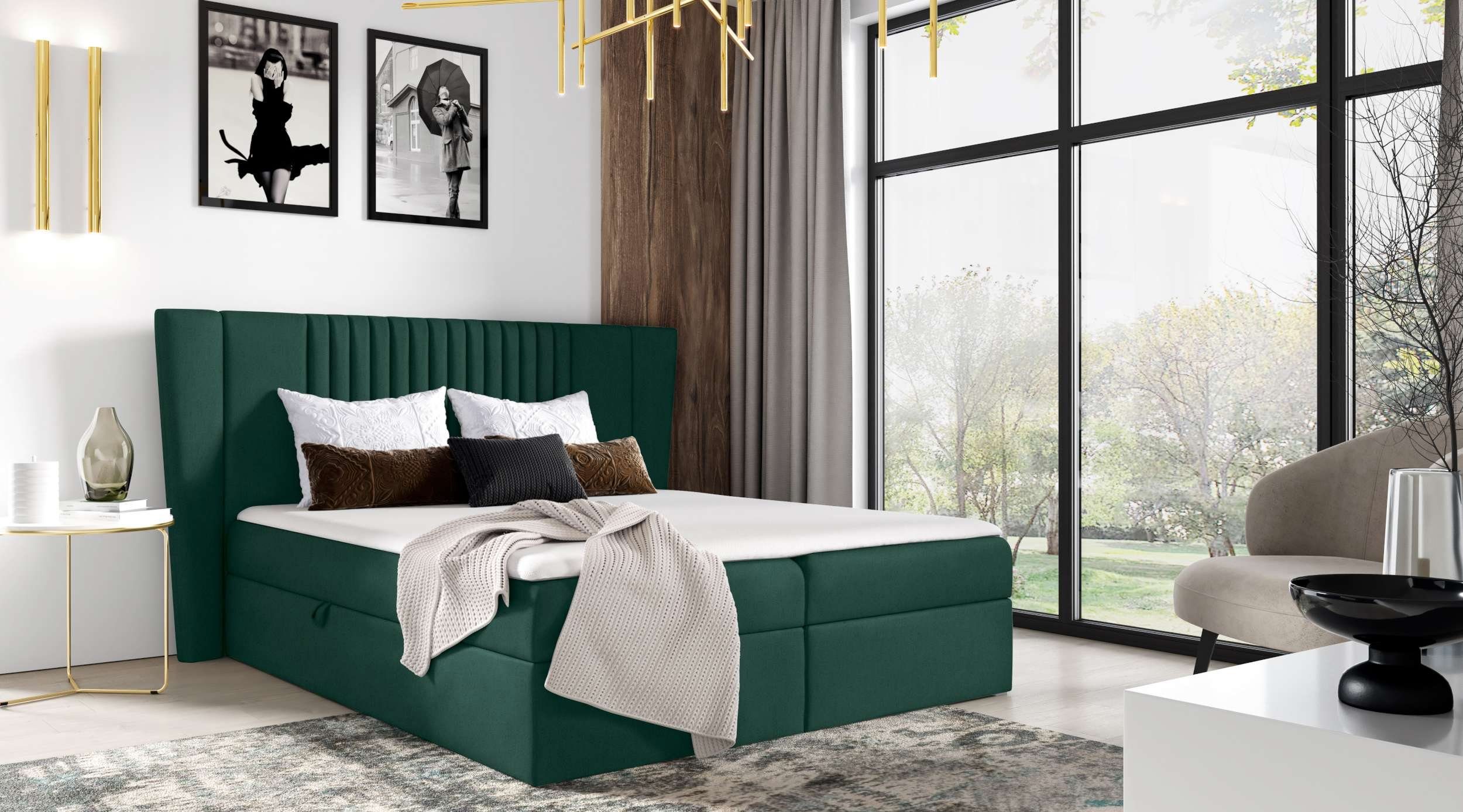 99rooms Boxspringbett Orlando (Schlafzimmerbett, Bett), mit Bonellfederkern Matratze, Topper, Bettkasten, Kopfteil gepolstert
