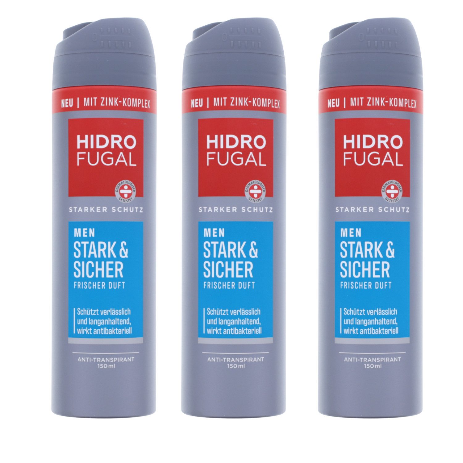 Hidrofugal Bodyspray 3 x Hidrofugal Men Stark & Sicher Deo Spray Frischer Duft Antibakterie