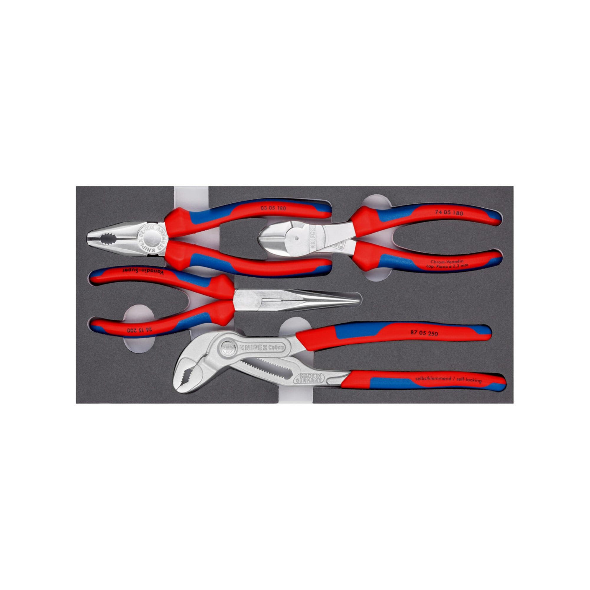 Knipex Zangenset KNIPEX 00 20 01 V17 Zangen-Set in Schaumstoffeinlage 4-teilig