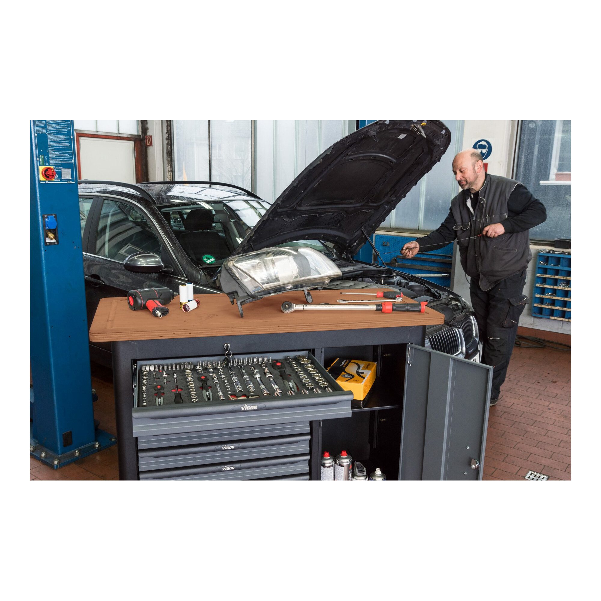 VIGOR Steckschlüssel VIGOR Mobile Werkbank SeriesL, mit Sortiment, V4813/NKW, 336-teilig