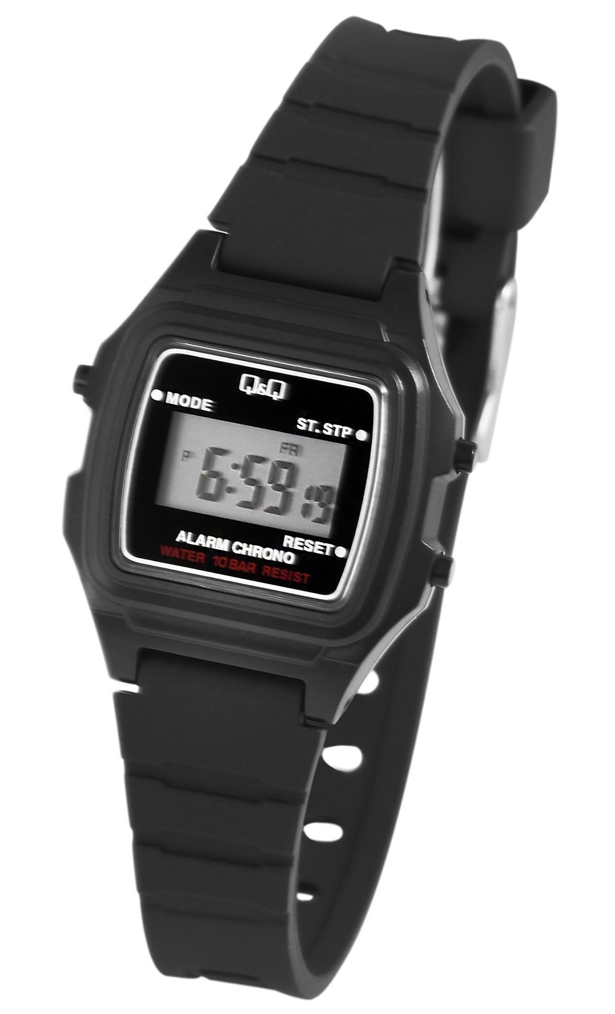 Q&Q Quarzuhr Q&Q Damen Digitaluhr mit Kunststoffarmband in schwarz, 10 Bar