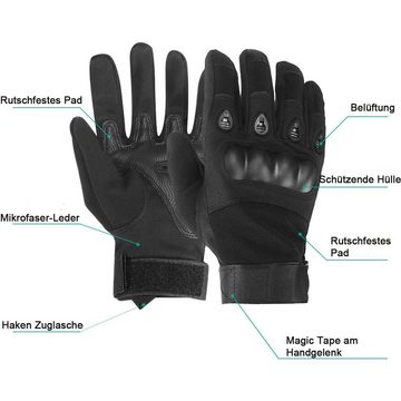 Housmile Multisporthandschuhe Taktische Handschuhe, Motorrad Handschuhe Mit hartem Knöchelschutz