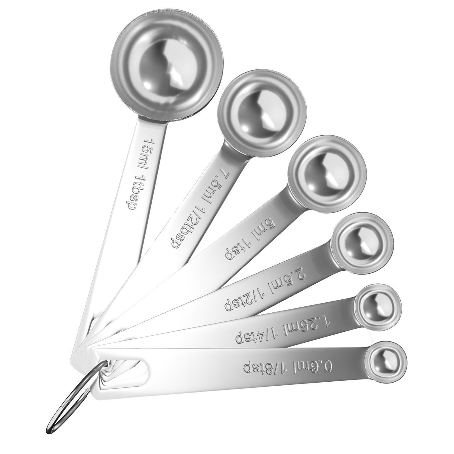 Intirilife Messlöffel, Edelstahl, (6-St), 6-teiliges Messlöffel Set aus Edelstahl