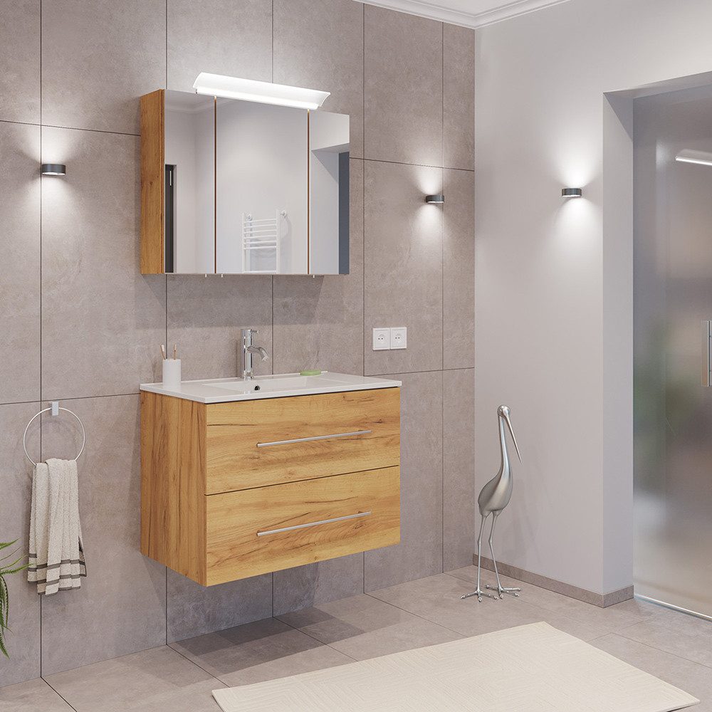 Lomadox Badmöbel-Set HARLINGEN-02, (Spar-Set, 2-St., Waschtisch Spiegelschr günstig online kaufen