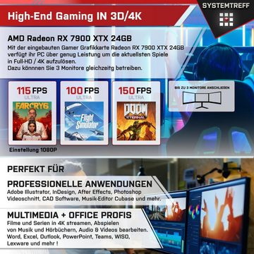 SYSTEMTREFF Gaming-PC (AMD Ryzen 7 5800X, Radeon RX 7900 XTX, 32 GB RAM, 2000 GB SSD, Luftkühlung, Windows 11, WLAN)