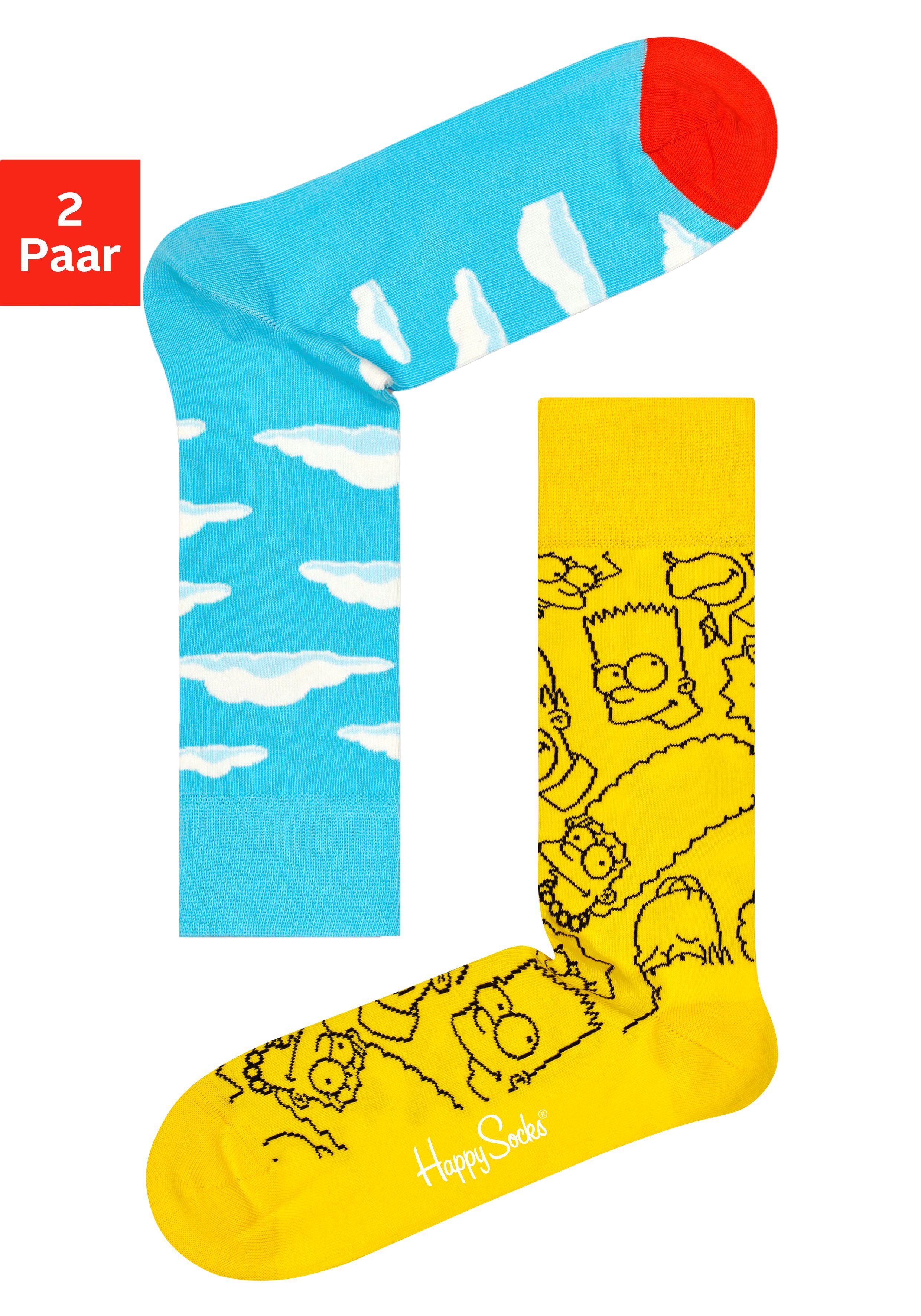 Happy Socks Socken (2-Paar) mit farbigen Simpsons Motiven