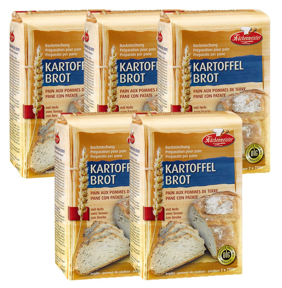 Bielmeier Backmischung Kartoffelbrot 5 Stück á 1000 g Küchenmeister, 1 x 5000 g, (5x 1000g), Made in Baden-Württemberg (SET311005-5)