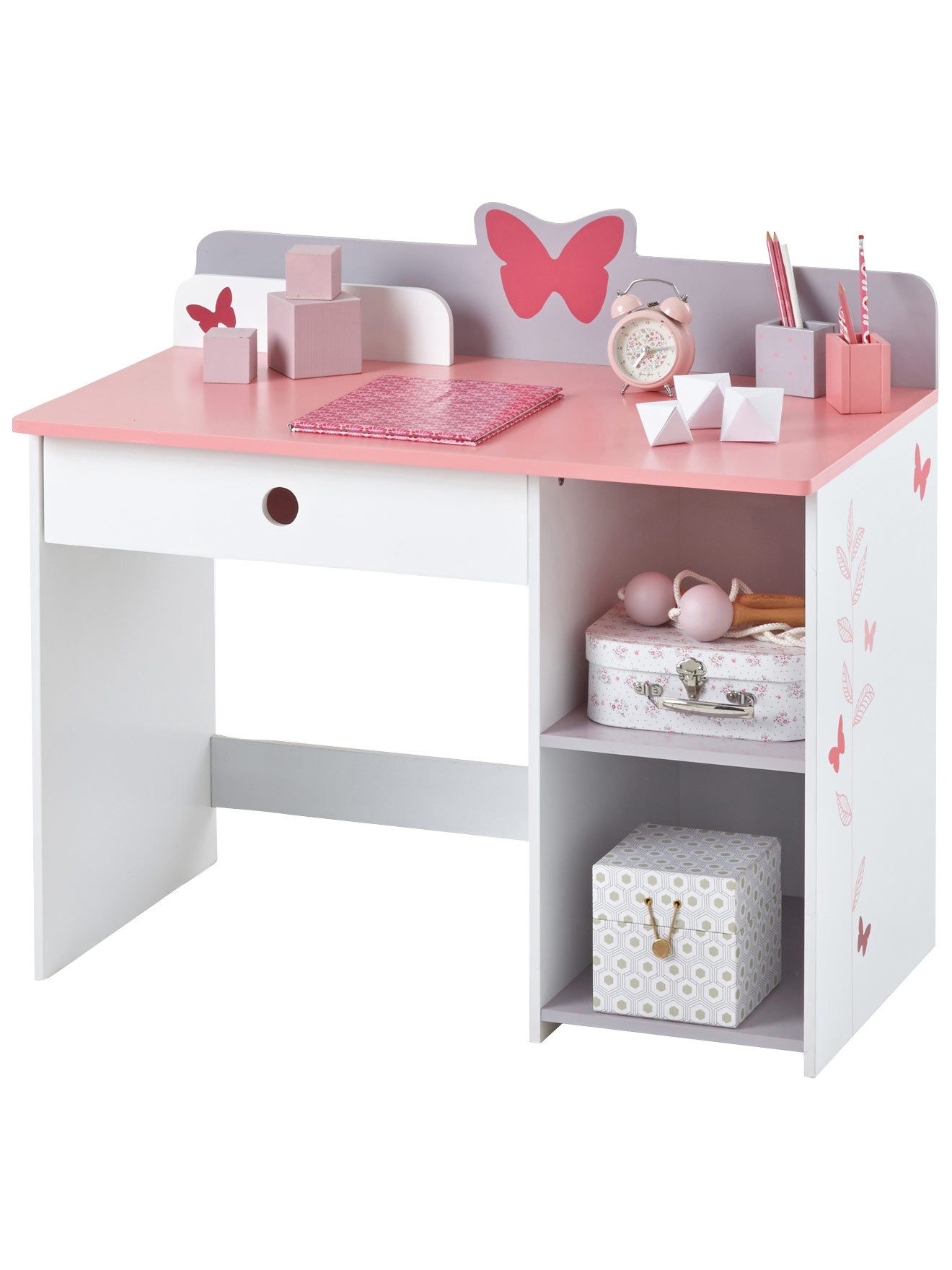 vertbaudet Kinderschreibtisch Kinderschreibtisch SCHMETTERLINGE, Vorschulki günstig online kaufen