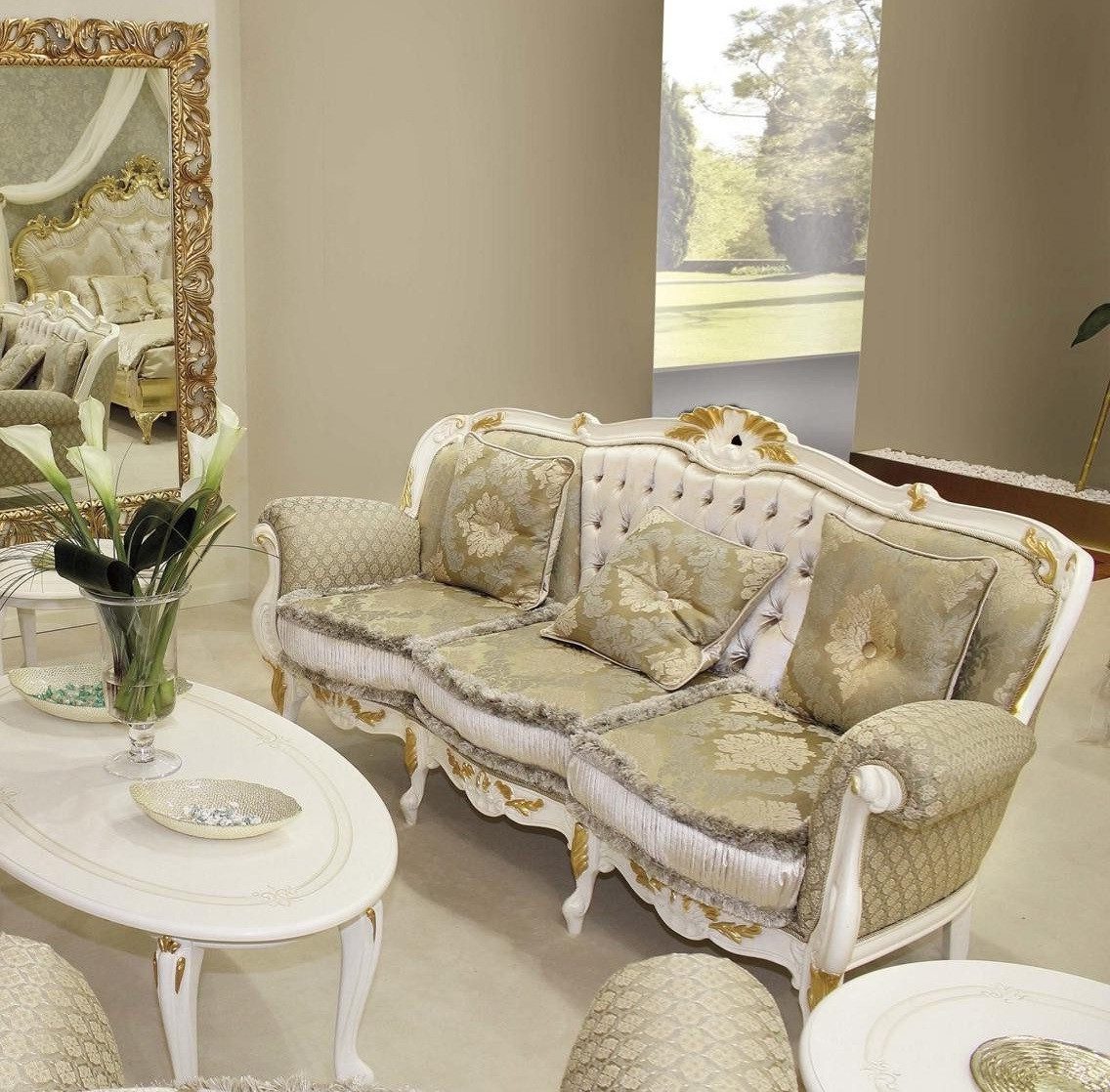 Xlmoebel Chesterfield-Sofa Beiges Chesterfield-Sofa aus hochwertigem Holz mit luxuriösem Design, 1 Teile, Hergestellt In Italy