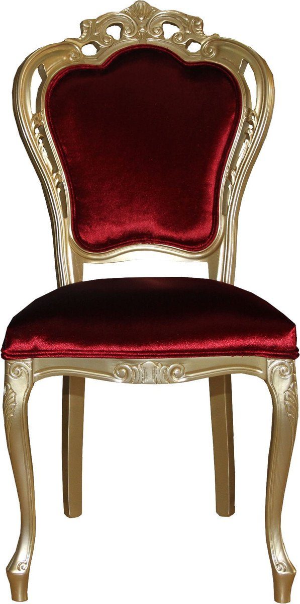 Casa Padrino Esszimmerstuhl Luxus Barock Esszimmer Stuhl in Bordeauxrot/Gold - Designer Stuhl - Luxus Qualität