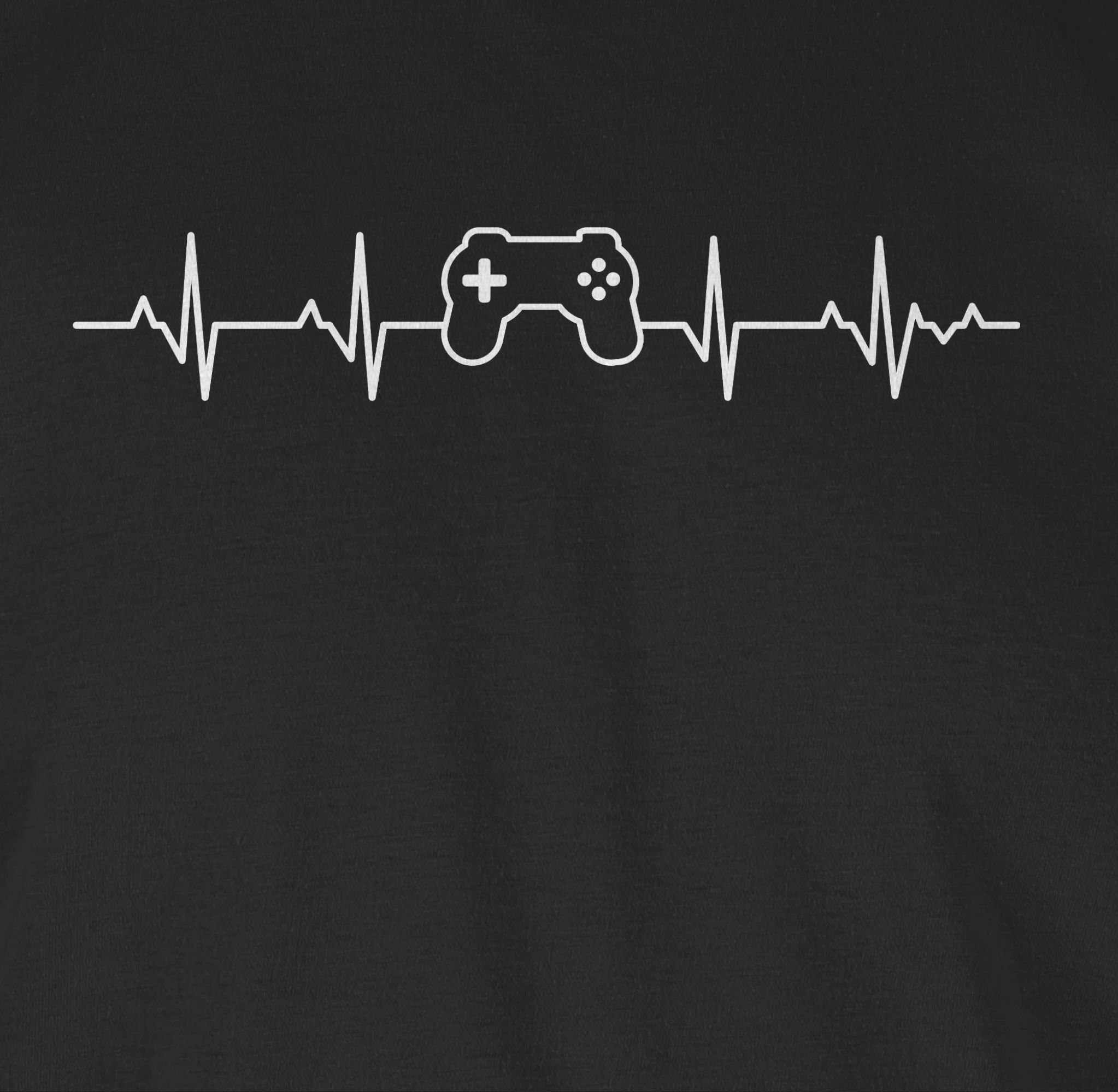 Shirtracer T-Shirt Geschenke Nerd Gaming Herzschlag 01 Controller Schwarz