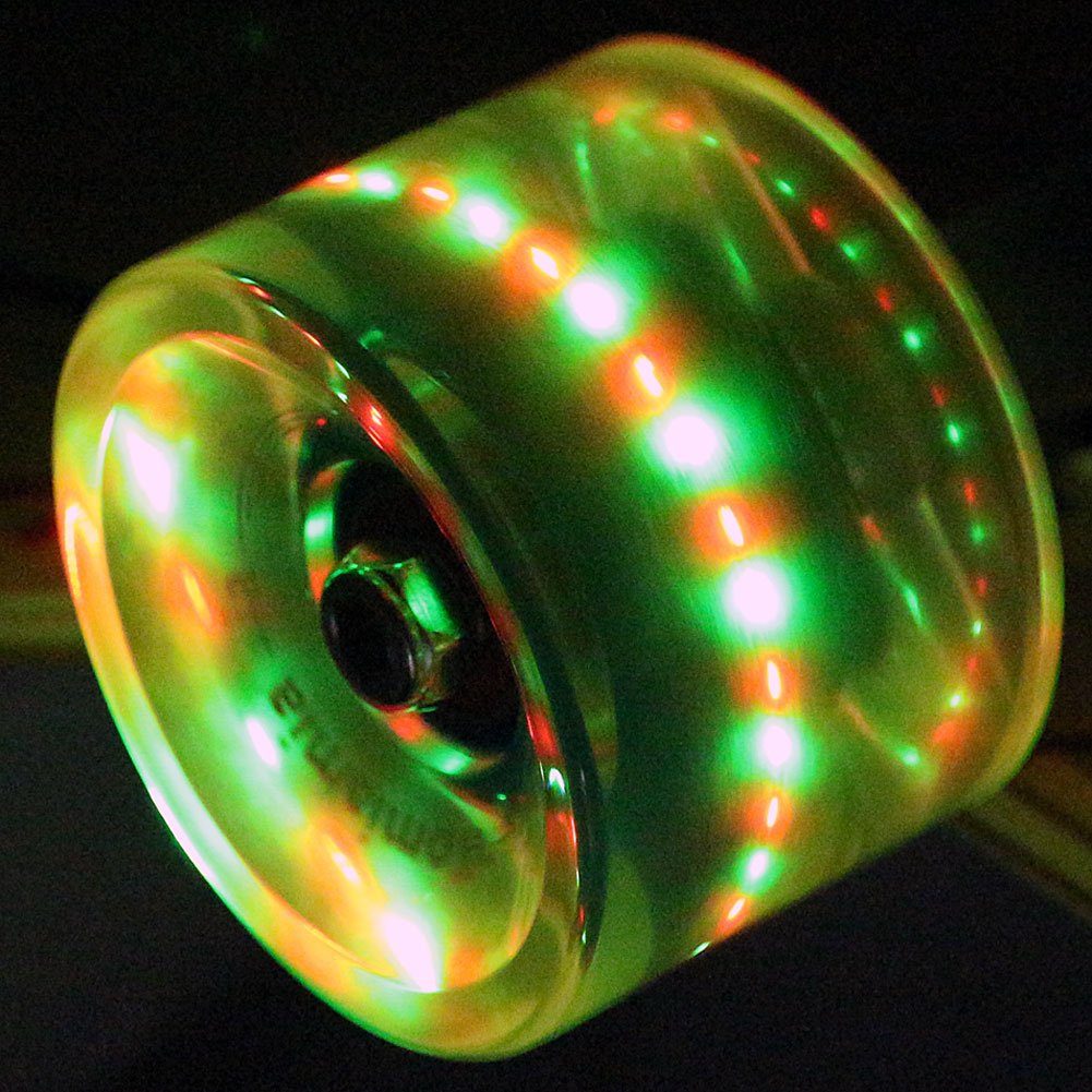 inkl. Wheels) Rollenhärte FunTomia (LED) 70x51mm Magnet grün 4 Rollen Mach1® 80A LED 80A und Spacer Longboard/Skateboard FunTomia (Big Stück Kugellager Longboard in