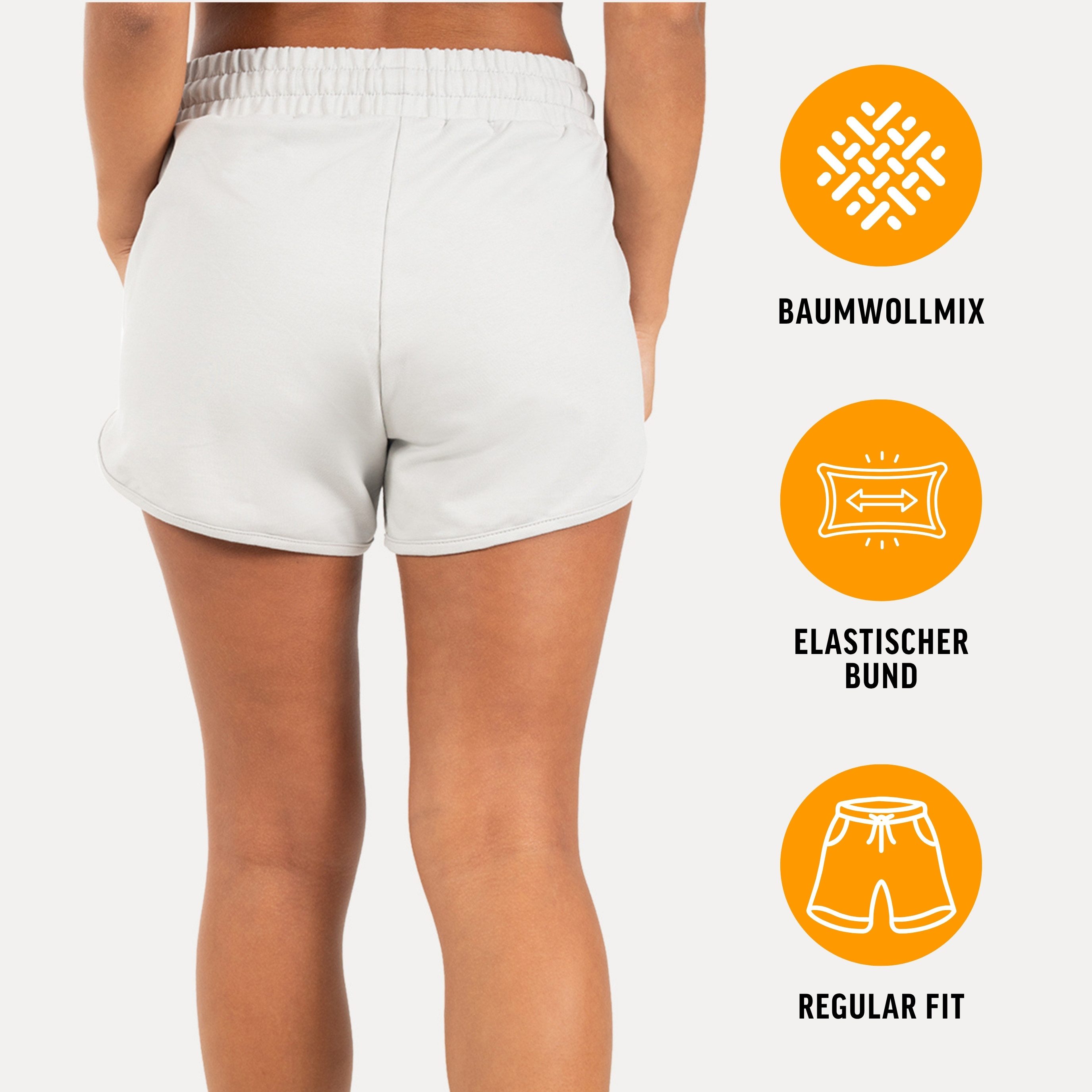 Smilodox Shorts Maruna Damen, kurze Hose, Regular Fit, Baumwolle, für Gym & Sommer Elastischer Tunnelzug, Basic, Baumwollmix, Seitentaschen