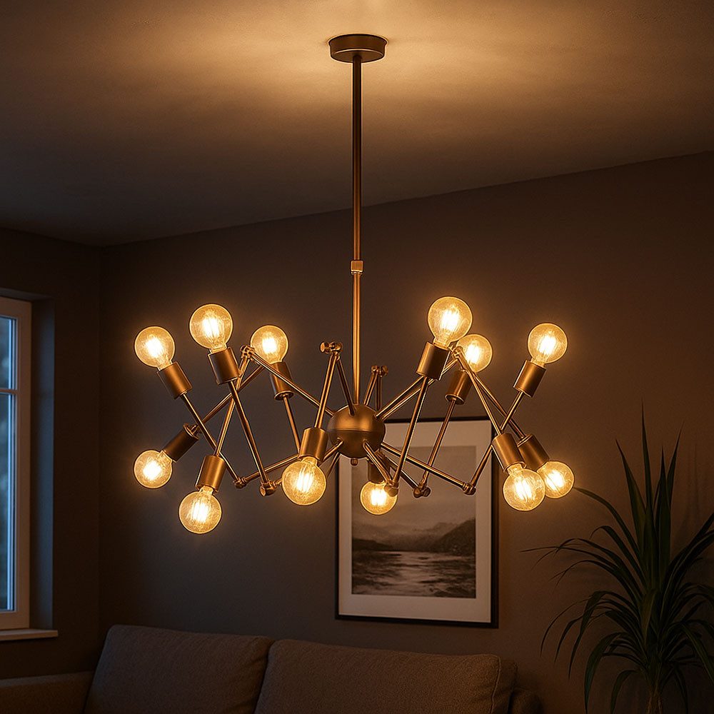 WOFI Hängeleuchte, Leuchtmittel nicht inklusive, Pendelleuchte Wohnzimmer Industrial Sputnik Kronleuchter