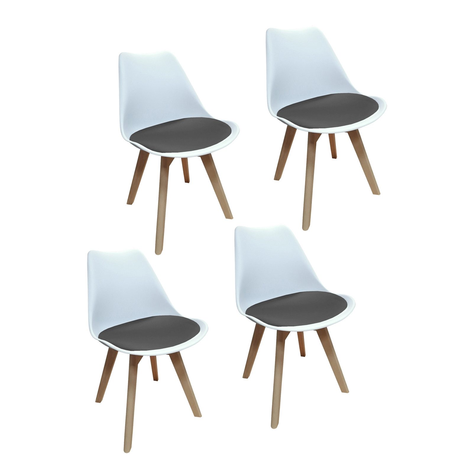 HTI-Living Esszimmerstuhl 4er Set Design-Stühle mit Sitzpolster (Set, 4 St), Esszimmerstuhl Kunststoffschale Samtbezug Holzfüße