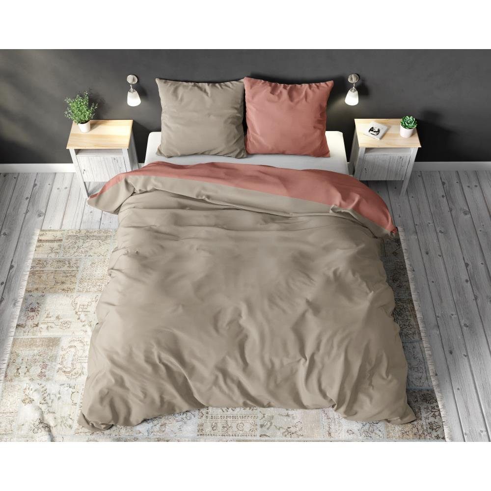 Sitheim-Europe Wendebettwäsche SLEEPTIME Double Face -Bettbezug & Kissenbezüge, Baumwollegemischt, 3 teilig, Weich, geschmeidig und wärmeregulierend
