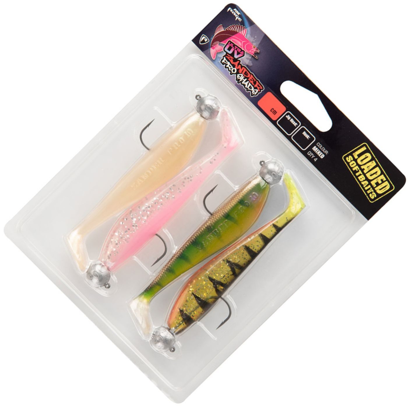 Fox Rage Kunstköder Fox Rage UV Zander Pro Loaded 12cm 12g 4/0 - 4 montierte Gummifische