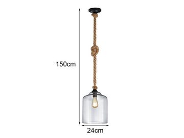 meineWunschleuchte LED Pendelleuchte, LED wechselbar, Warmweiß, kleine Esstisch Seil-lampe hängend mit Klar-glas Lampenschirm, Ø 24cm