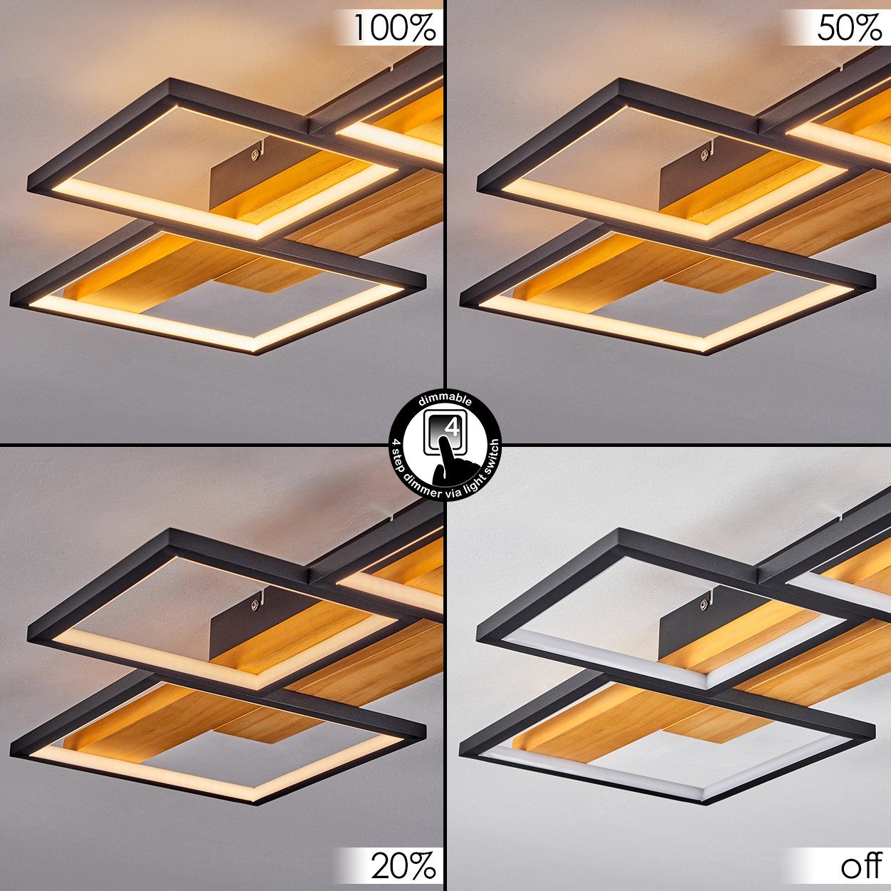 hofstein Deckenleuchte »Palermo« moderne Deckenlampe aus Metall/Holz