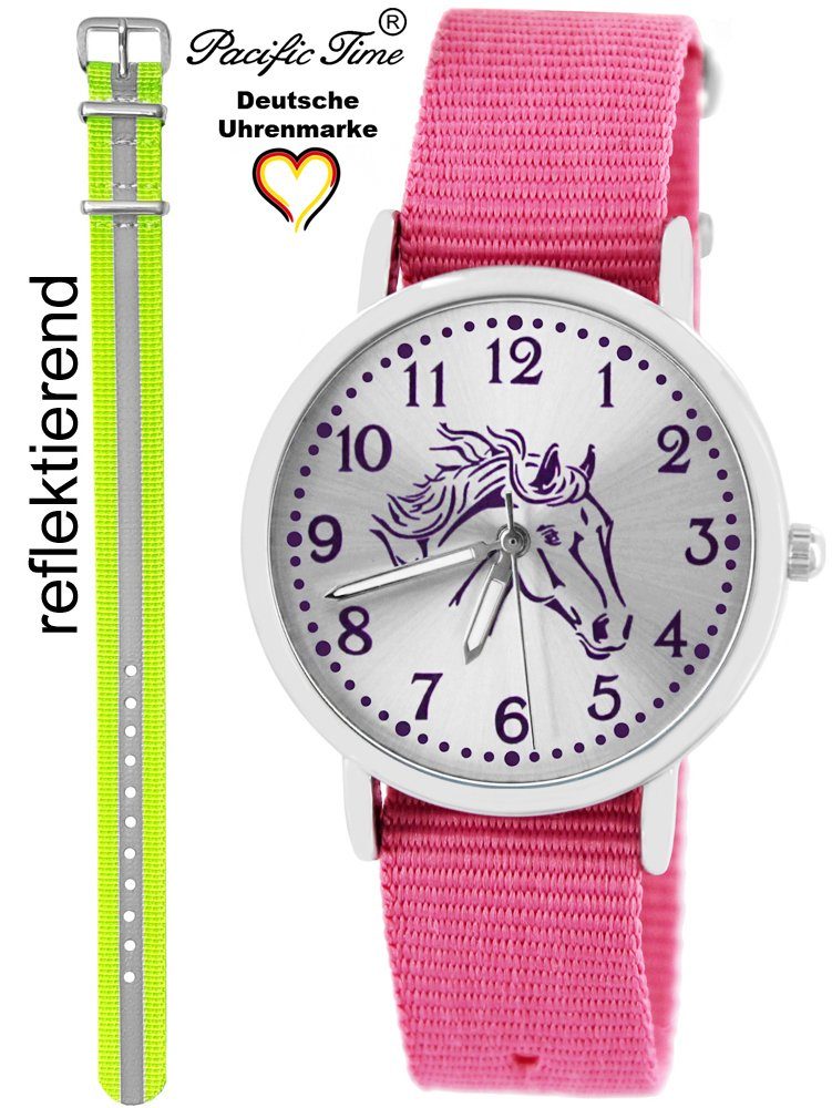 Pacific Time Pferd Mix Set Gratis rosa violett Versand Quarzuhr Match gelb Design - und Reflektor und Armbanduhr Kinder Wechselarmband