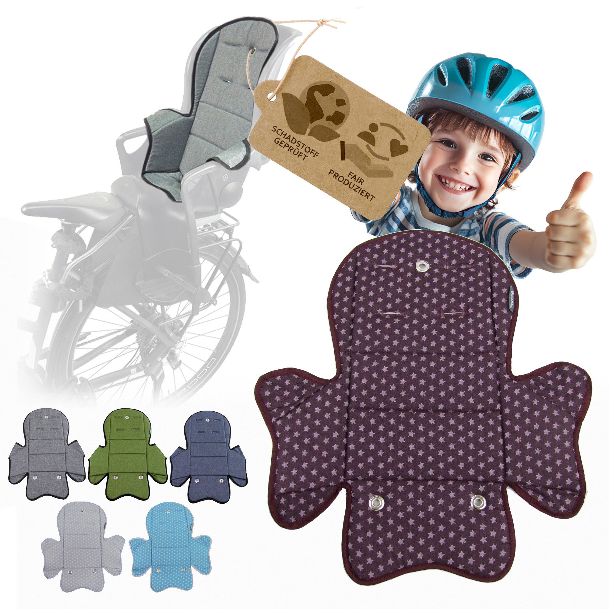 BambiniWelt by Rafael K. Fahrradkindersitz Ersatzbezug Sitzkissen für Fahrradsitz kompatibel mit Römer Jockey M5, ab: 9 Monaten, bis: 5 Jahre